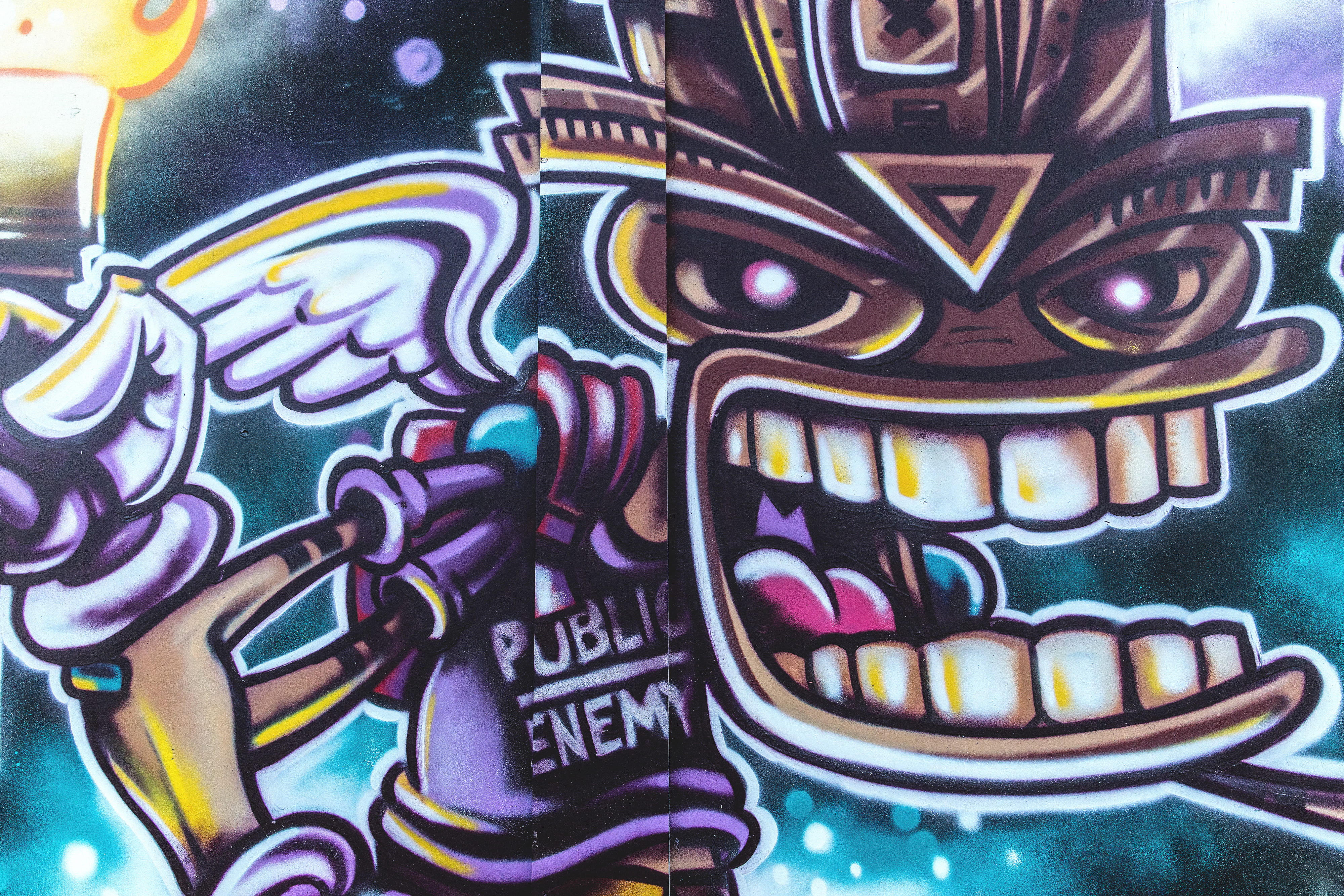 abstract, choice, large group of objects, close-up, indoors, art, urban, 4K, multi colored, pattern, design, creativity, full frame, street Art, Public Enemy, HD Wallpaper