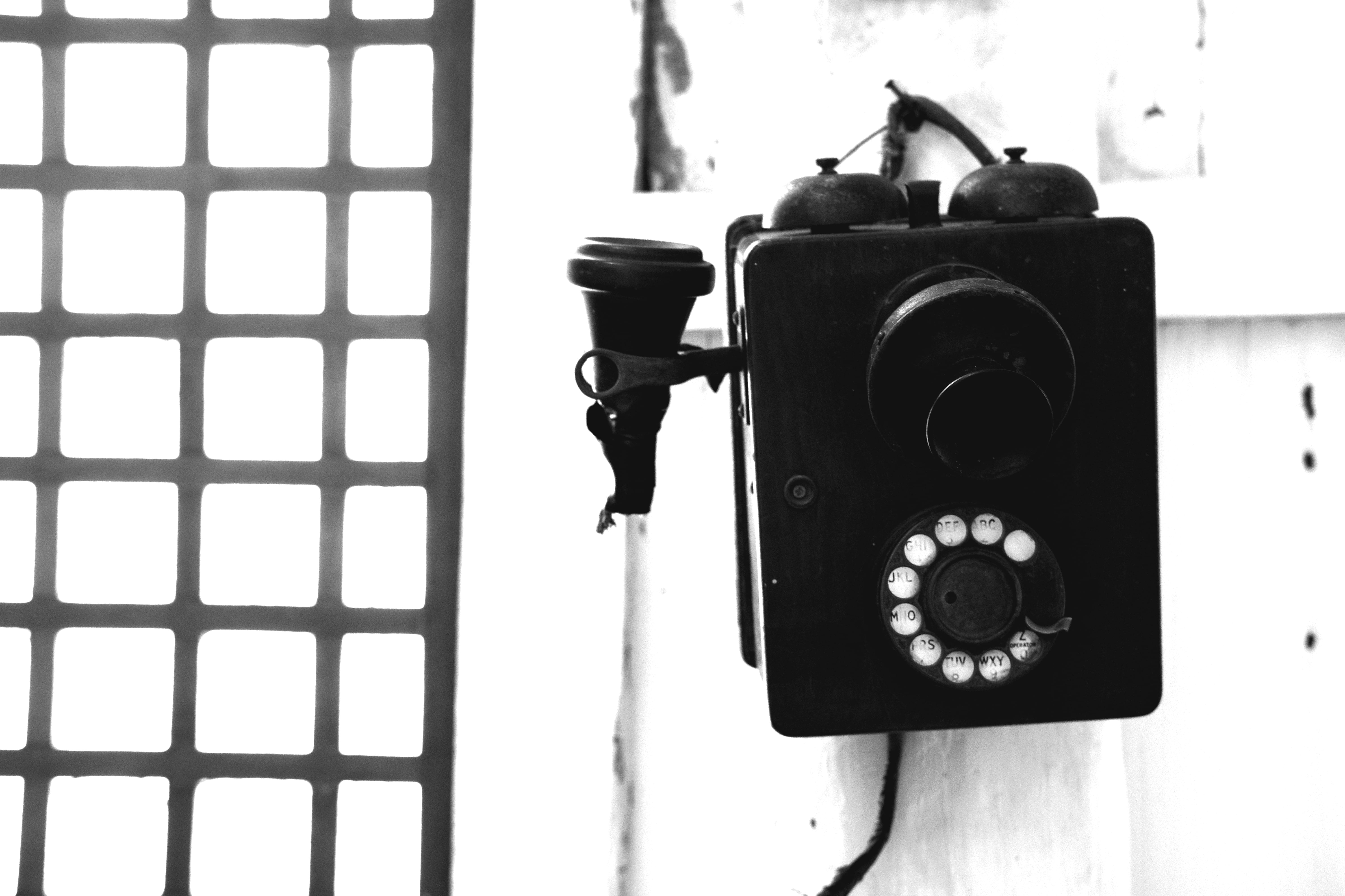 close-up, connection, telephone, 5K, black, window, still life, caller, focus on foreground, grunge, answering machine, retro styled, antique, retro, technology, HD Wallpaper