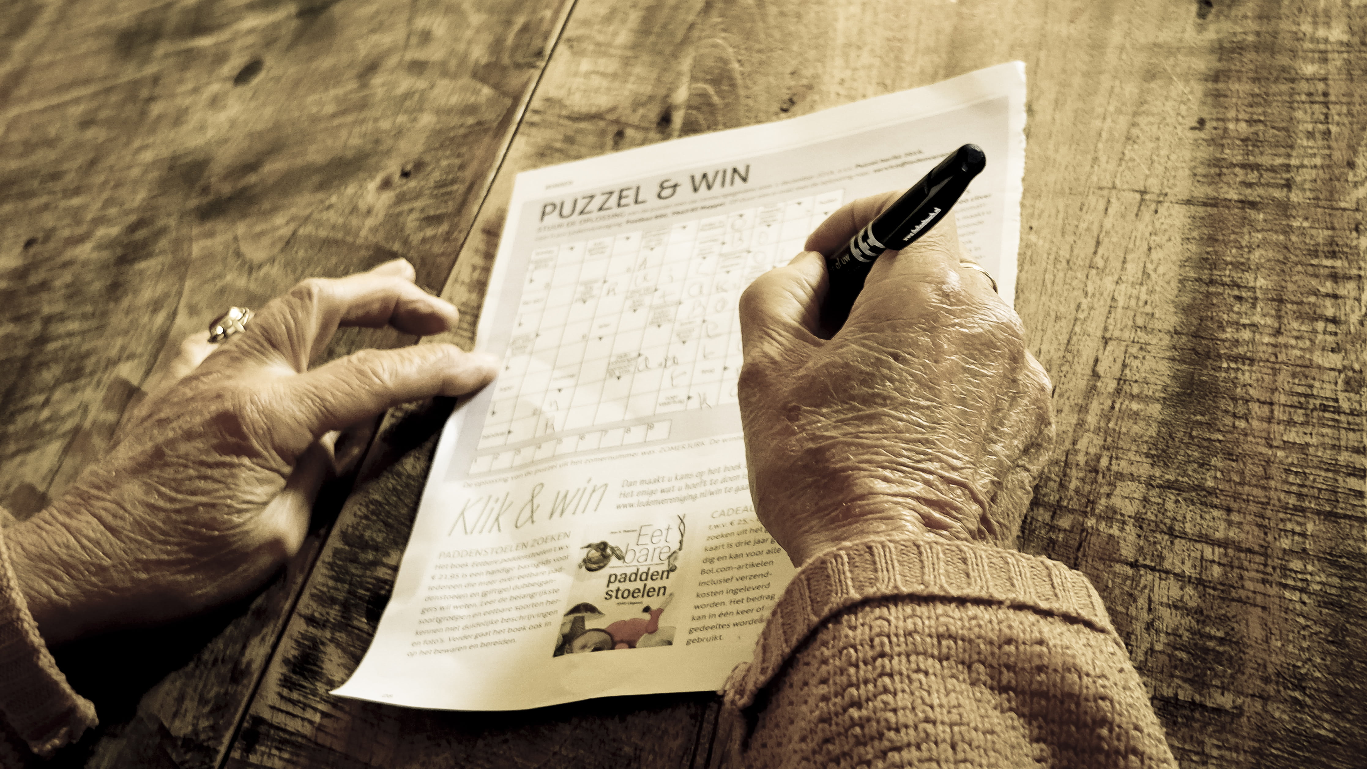 pen, paper, human hand, magazine, leisure activity, writing, holding, person, crossword, high angle view, lifestyles, table, real people, 4K, activity, HD Wallpaper
