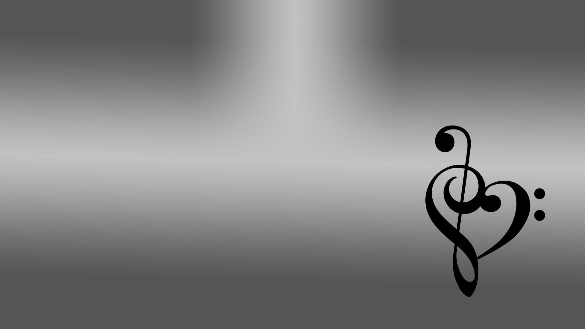 tranquility, black and white, treble, music, bass clef, clef, reflection, bass, day, creativity, heart shape, emotion, hearts, indoors, no people, communication, HD Wallpaper