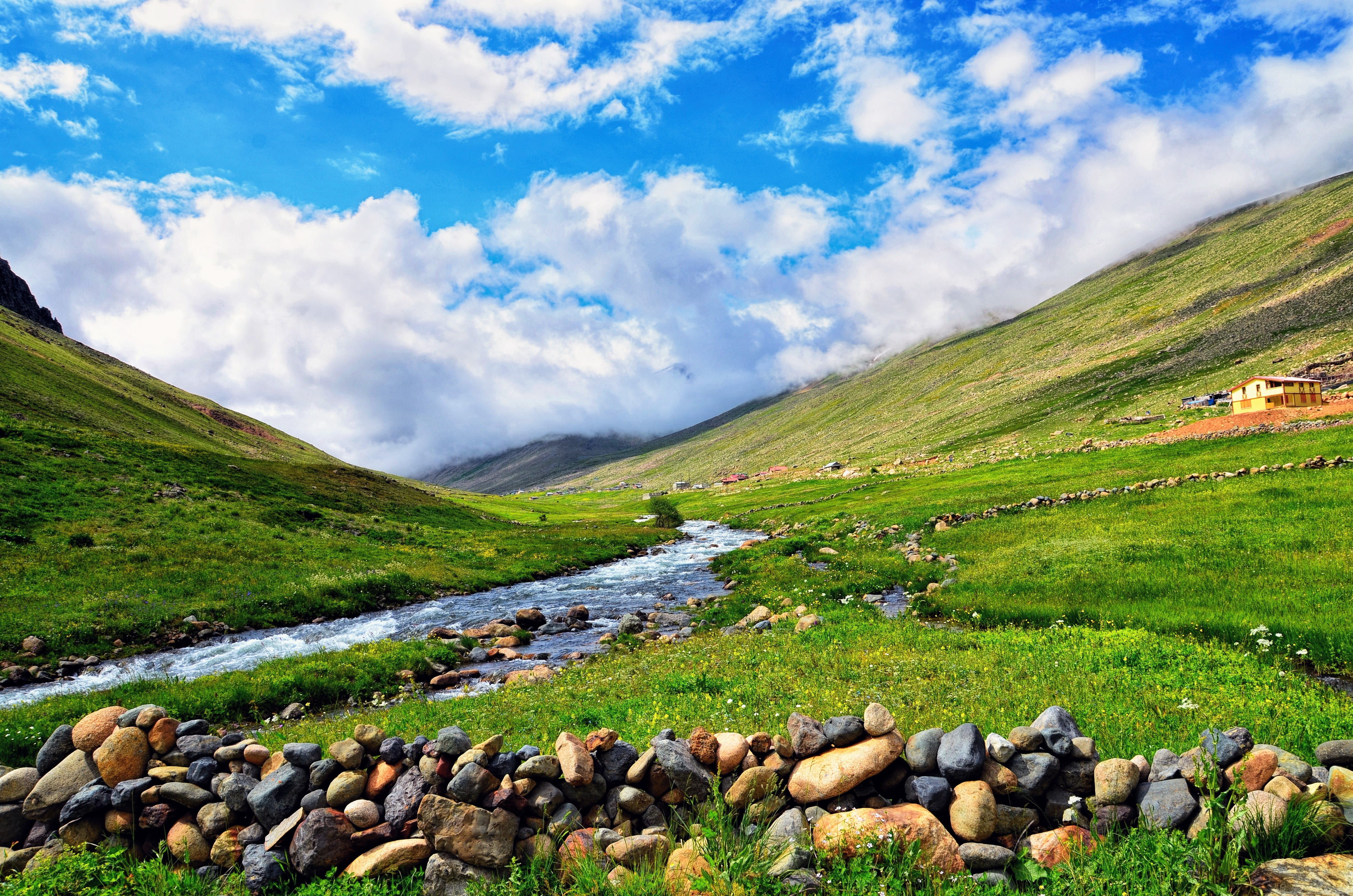 panoramic, tranquility, ispir, field, scenics - nature, day light, natural light, environment, light, river, natural turkey, day, rocks, beauty in nature, HD Wallpaper