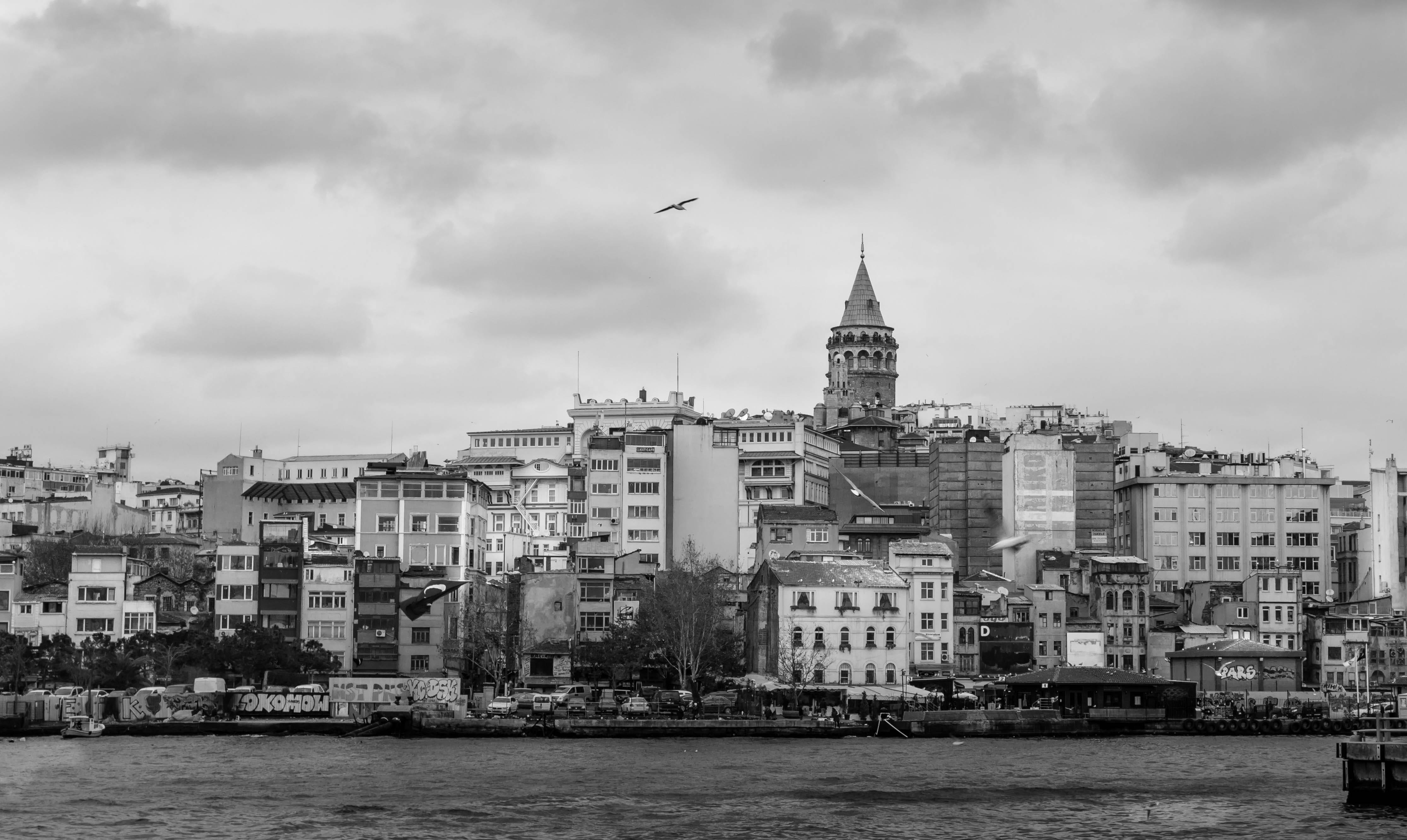 cloud - sky, sky, eminönü, cityscape, galata, city, landscape, built structure, marine, waters, no people, turkey, city ​​center, day, travel destinations, HD Wallpaper