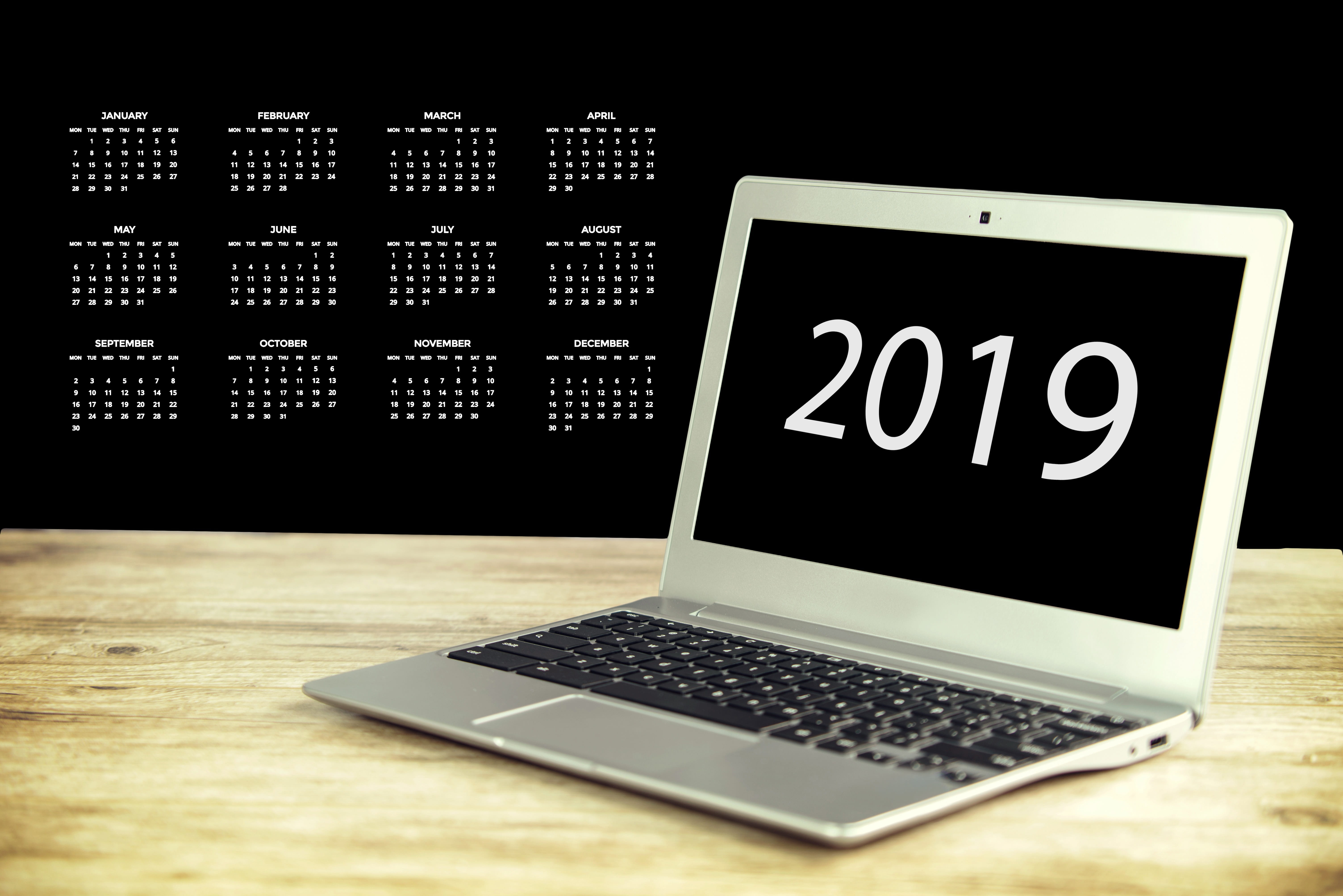 western script, computer equipment, years beginning, wood - material, silver colored, furniture, time, black background, communication, template, appointment, HD Wallpaper