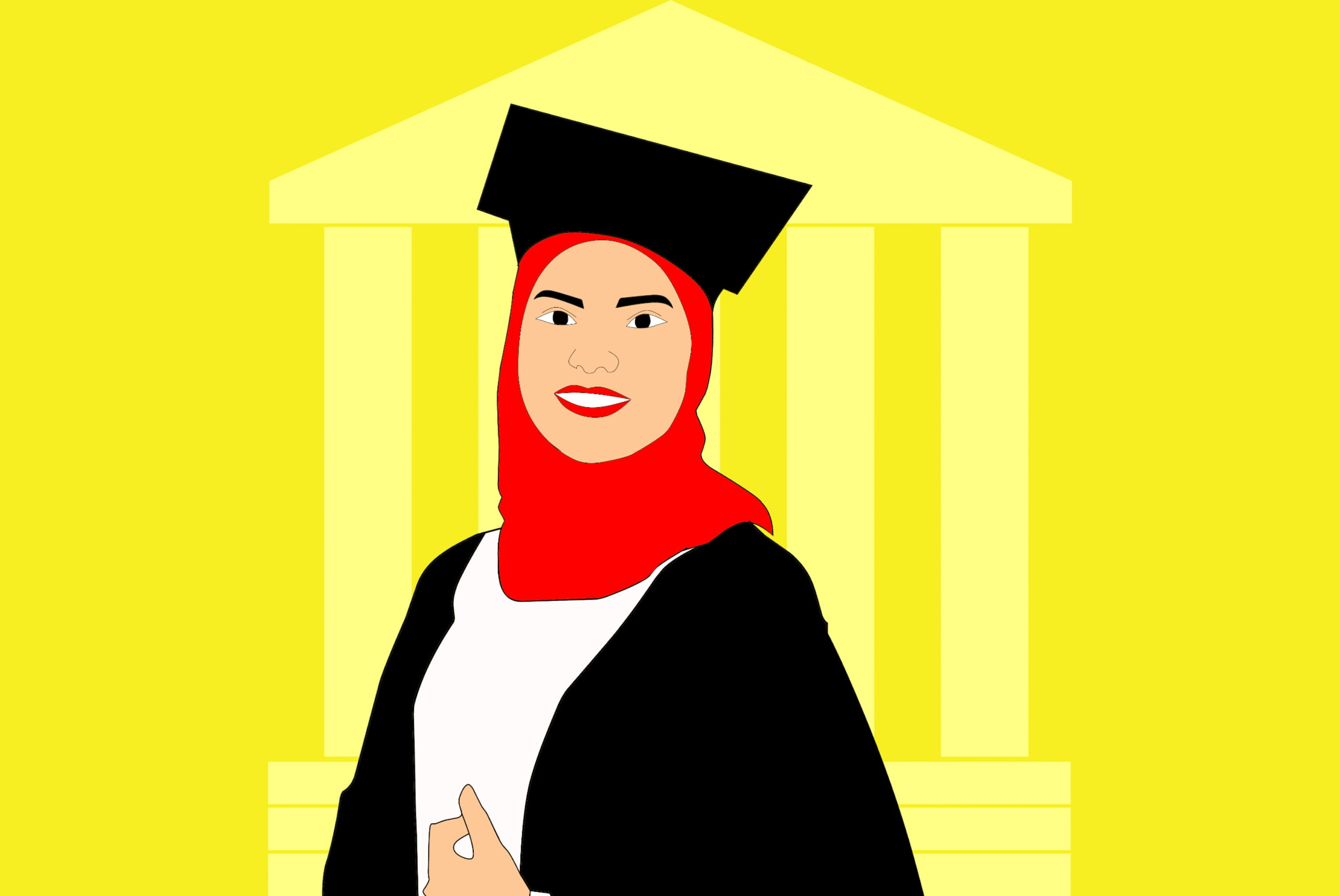 congratulations, graduation, education, happy, black color, yellow, portrait, illustration, adult, front view, digital composite, red, islam, one person, HD Wallpaper