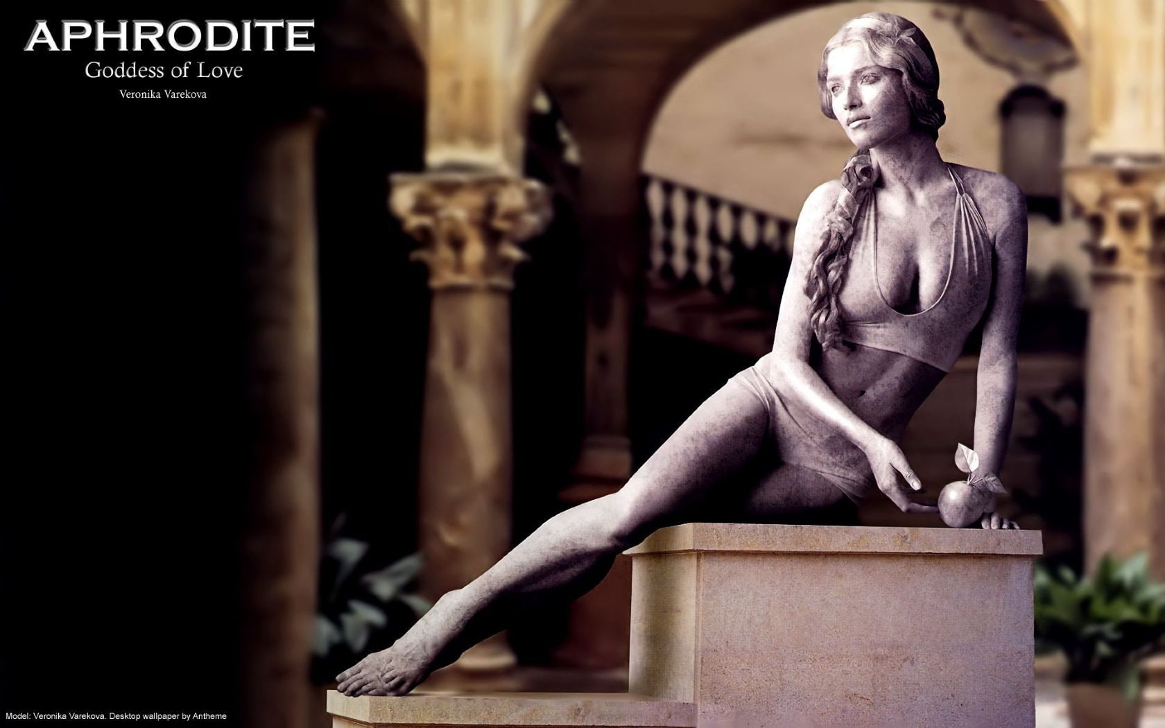 living, people, slate, beautiful, 720P, hd, models, mythological, goddess, love, statue, art, aphrodite, female, Model, HD Wallpaper