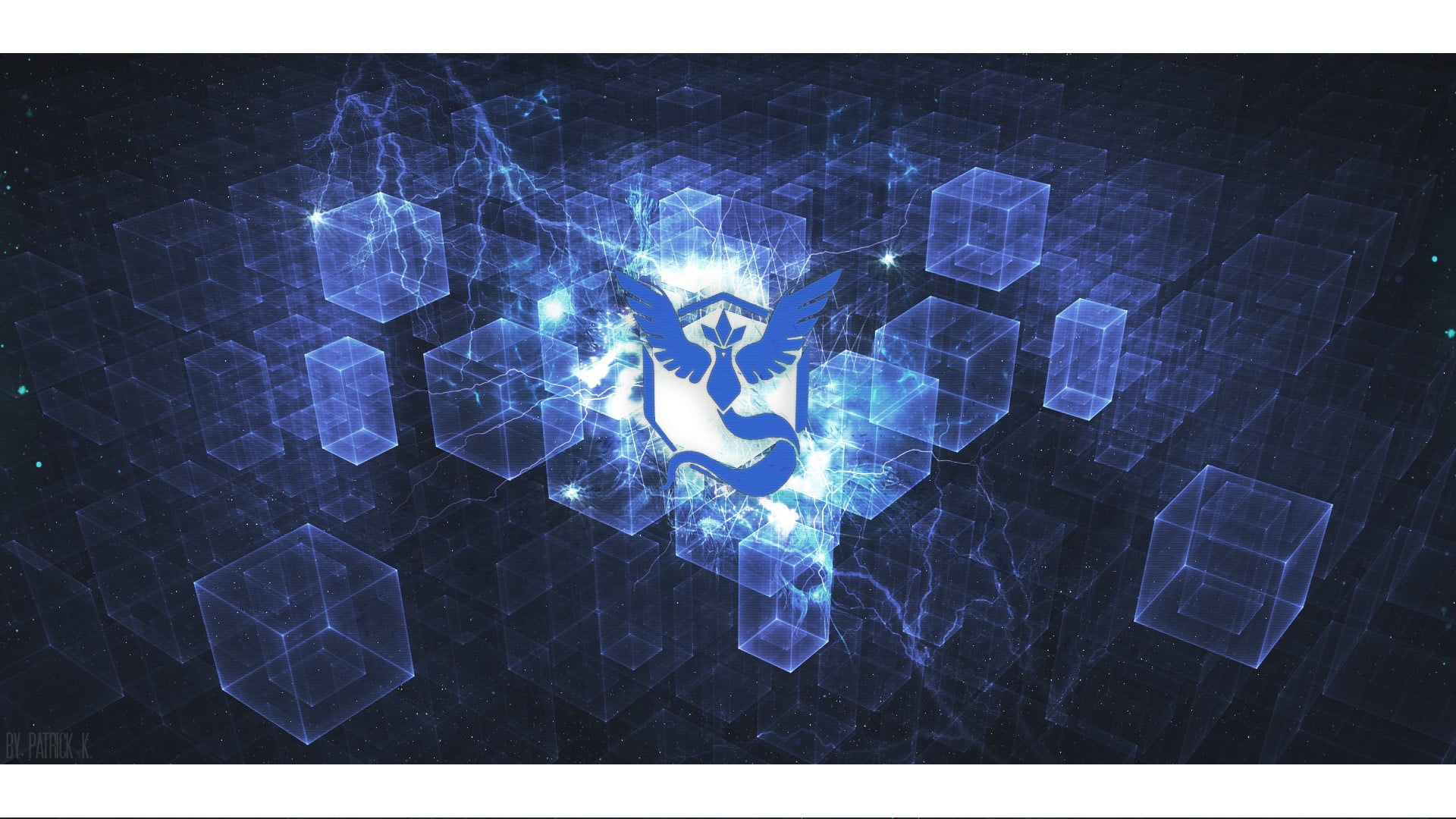transfer print, no people, bird, 1080P, logo, blue, reflection, architecture, pattern, black, lighting equipment, outdoors, Pokemon Go, light - natural phenomenon, HD Wallpaper