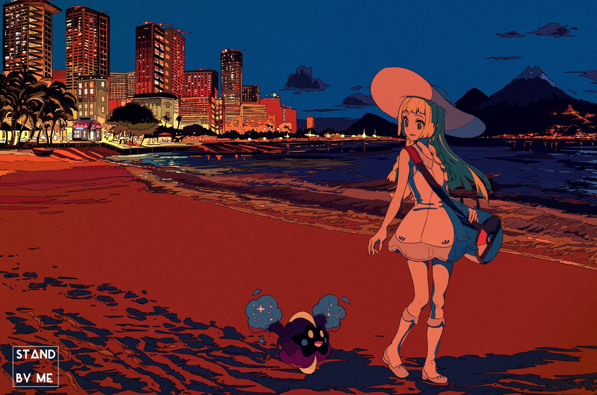 1080P, Pokémon, Pokémon: Sun and Moon, Lillie (Pokemon), Beach, Cosmog (Pokémon), HD Wallpaper