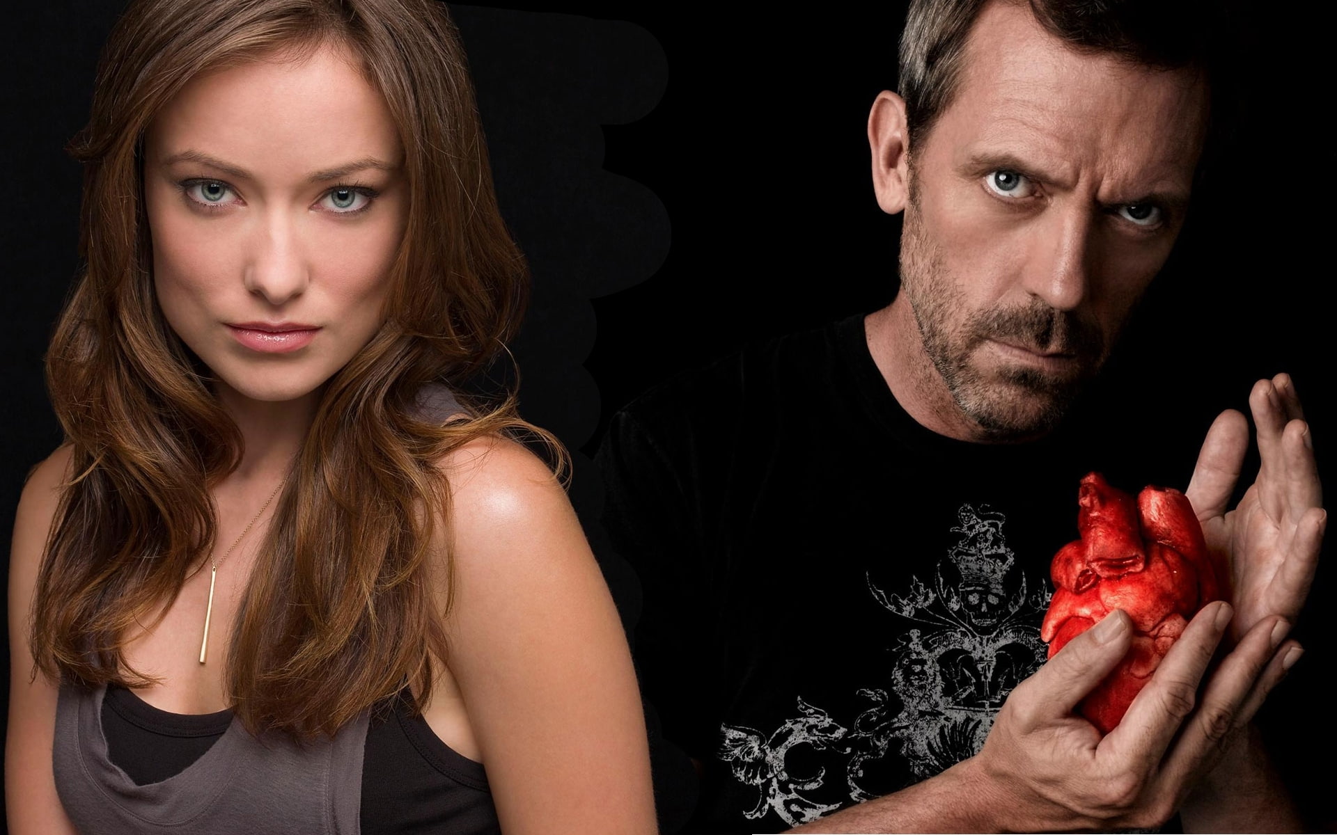 hugh, Olivia Wilde, Gregory House, hd, laurie, house, md, gregory, thirteen, Hugh Laurie, House M.D., art, wilde, olivia, roses, architecture, houses, 1080P, HD Wallpaper