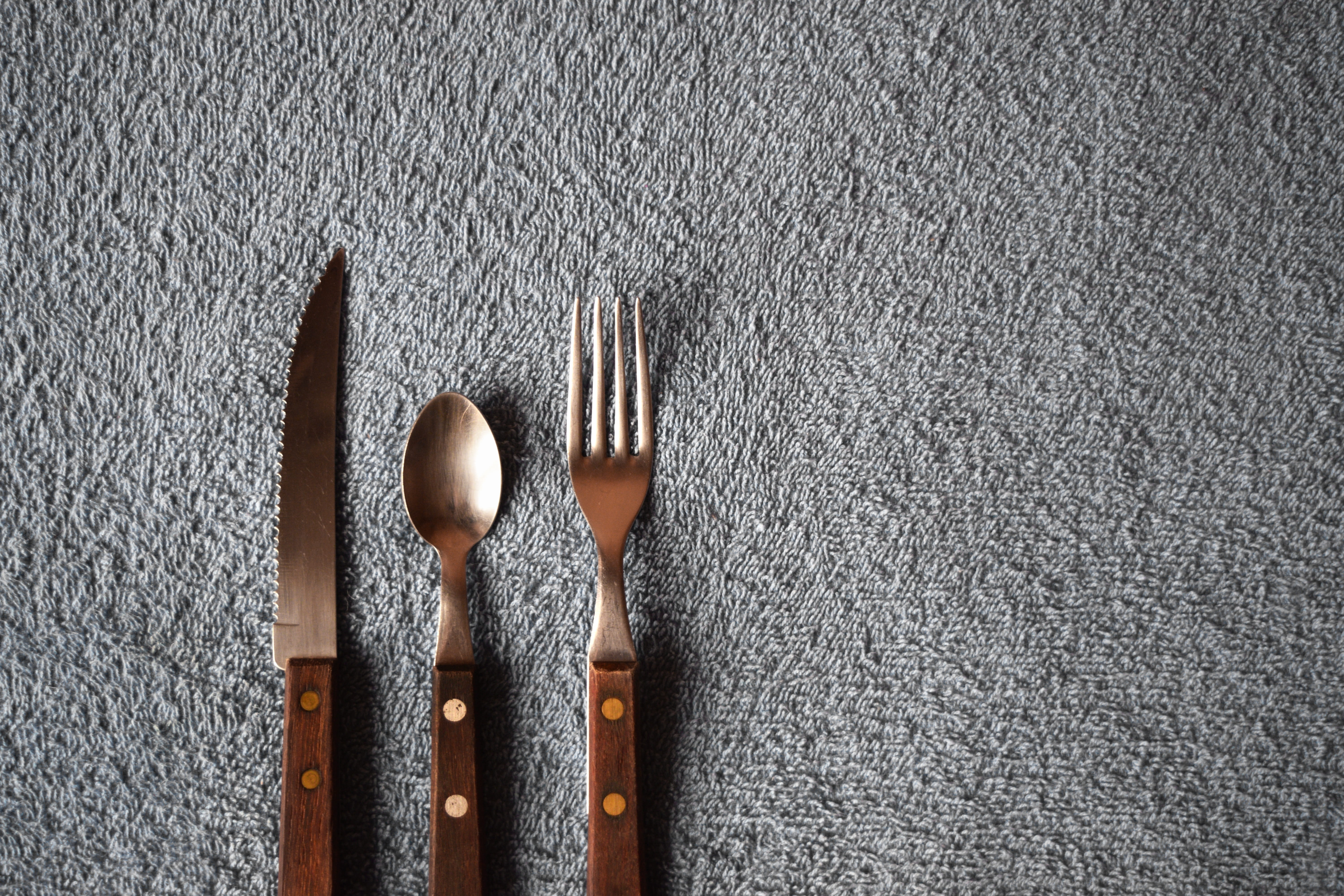 eating utensil, grey, dinner, meal, cooking, side by side, food, 5K, wooden spoon, tableware, spoon, brown, cafe, art and craft, group of objects, cutlery, HD Wallpaper