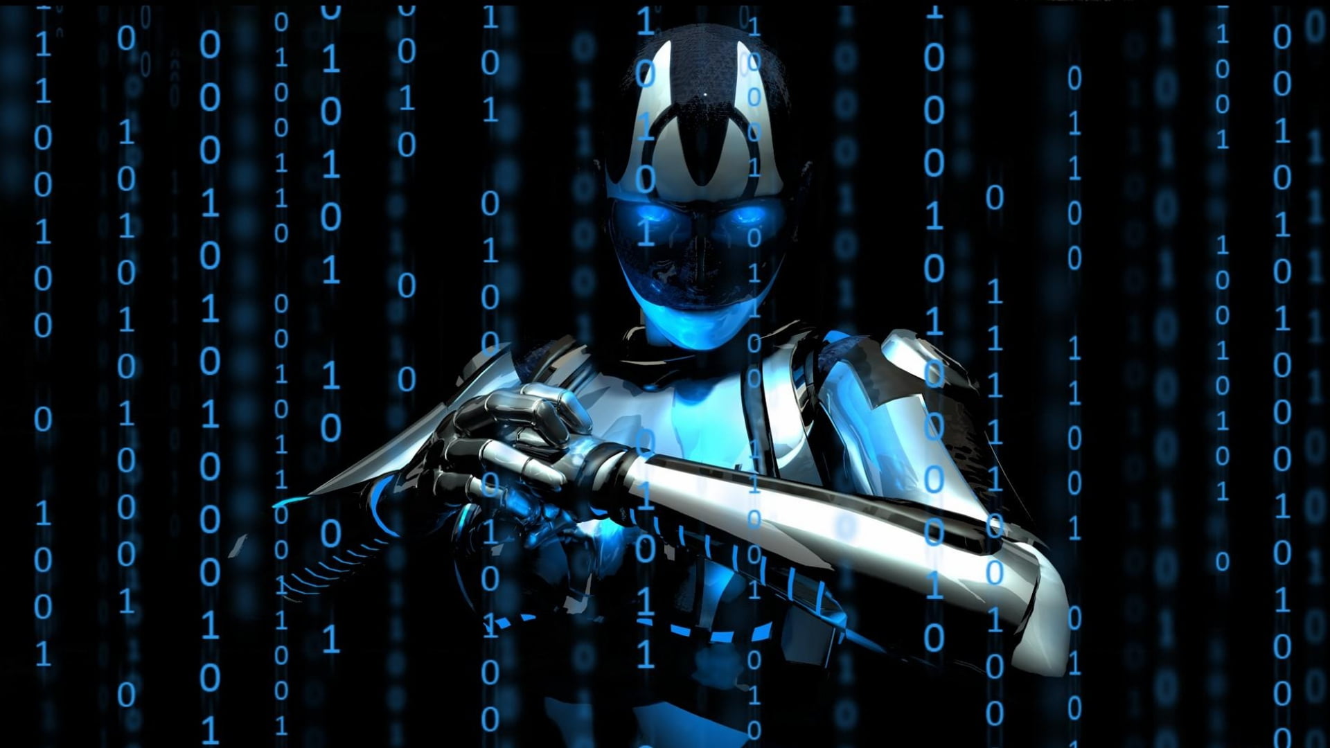 cyborg, player, waist up, blue, connection, 1080P, muscular, patriotic, icon, shiny, one person, representation, athlete, match, illuminated, sport, people, HD Wallpaper
