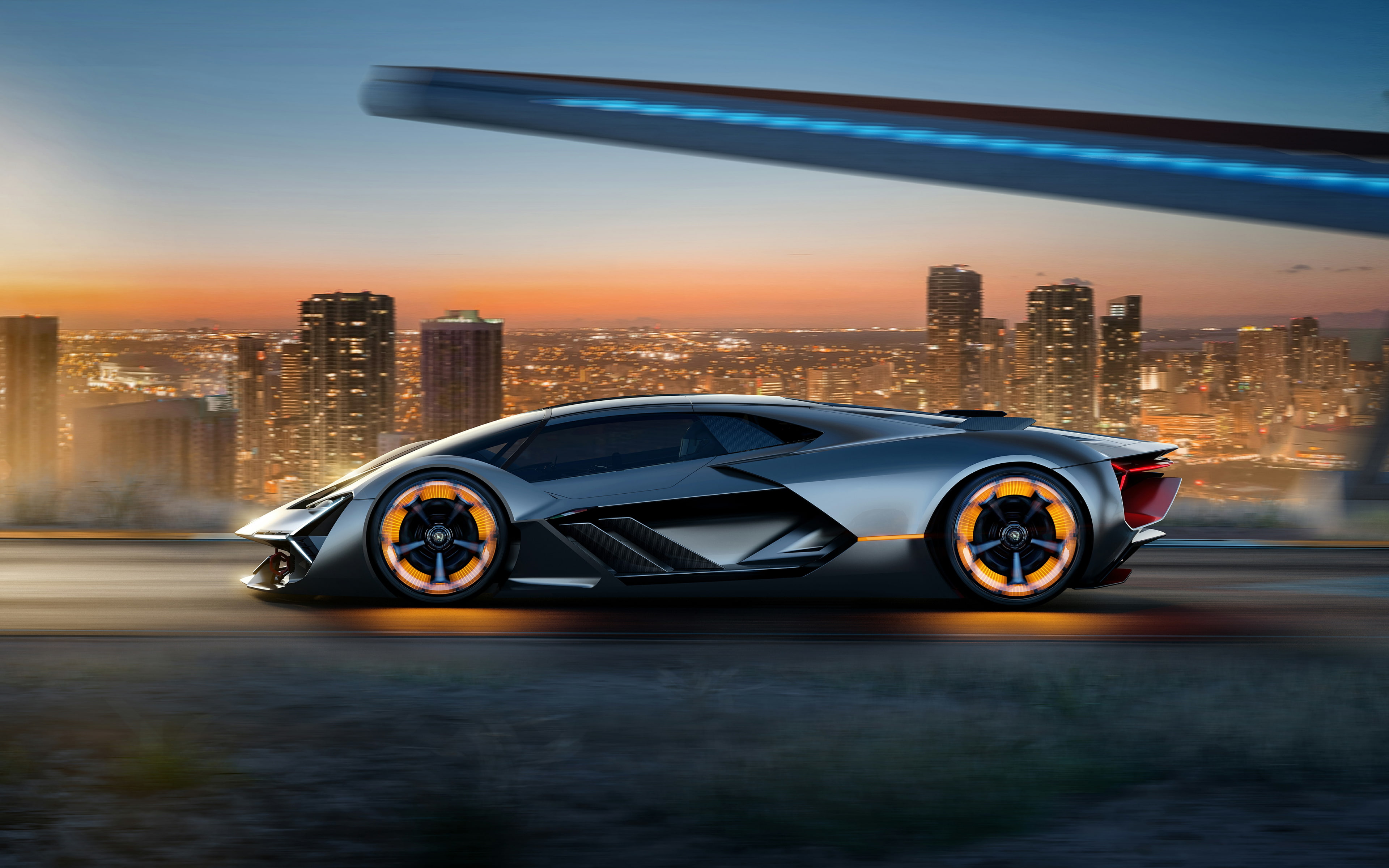 modern, architecture, nature, luxury, Electric, transportation, mode of transportation, Lamborghini, built structure, reflection, sky, skyscraper, office building exterior, HD Wallpaper