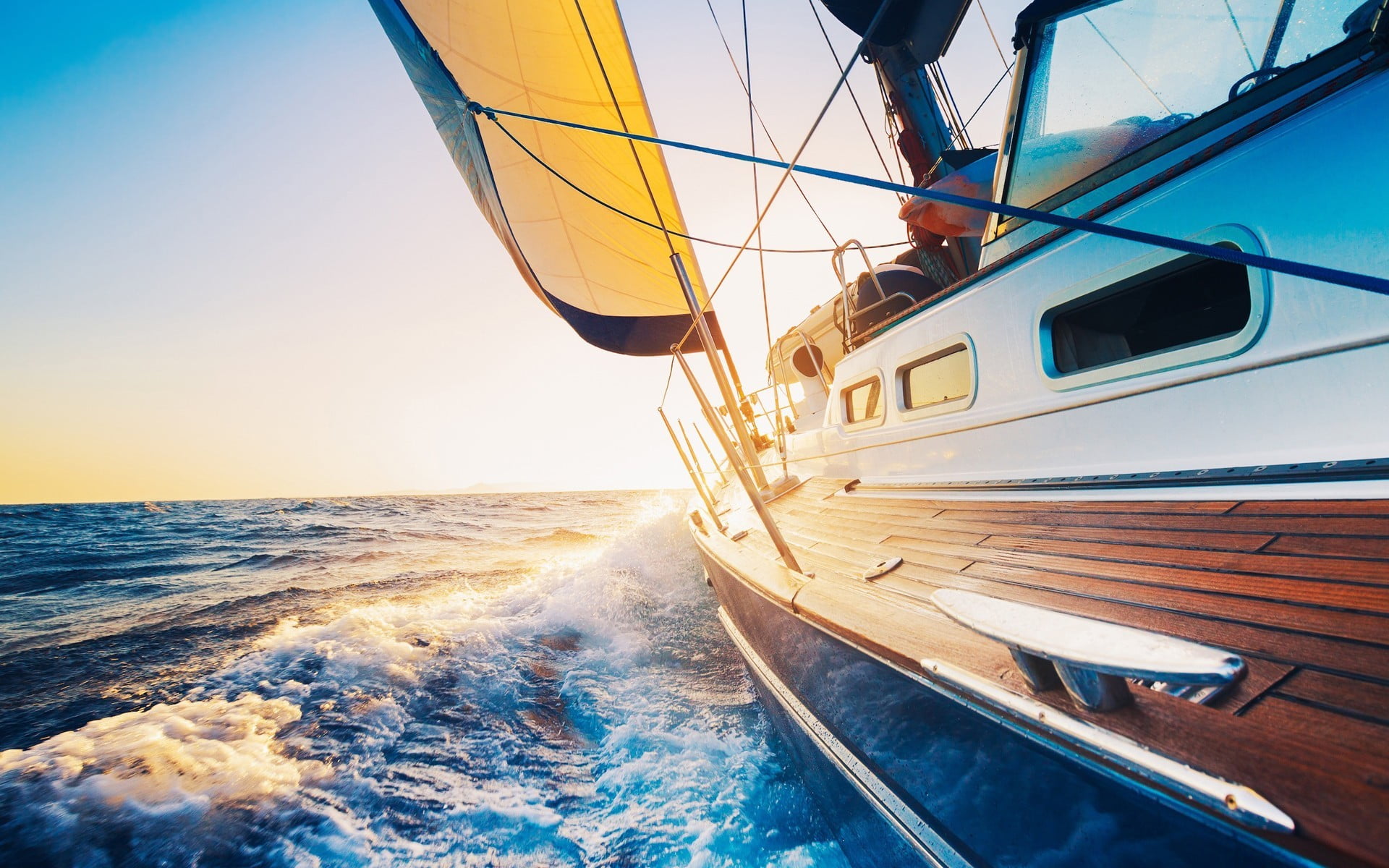 scenics - nature, cruise ship, horizon over water, yacht, brown, outdoors, water, holiday, yachting, sky, 1080P, passenger craft, nautical vessel, sea, HD Wallpaper