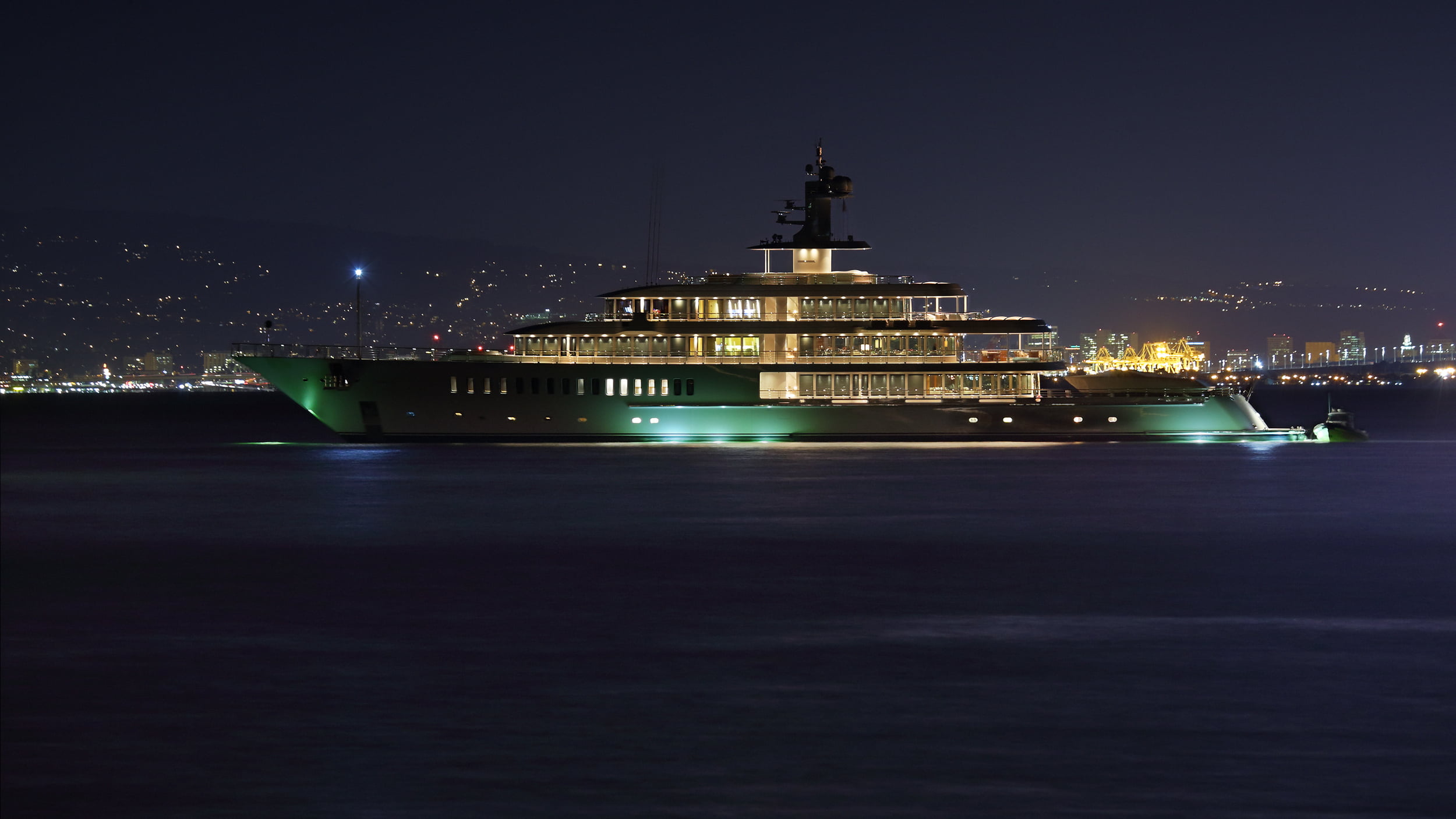 built structure, sea, the city, passenger craft, building exterior, reflection, ship, night, travel, white, no people, illuminated, cruise ship, superyacht, HD Wallpaper