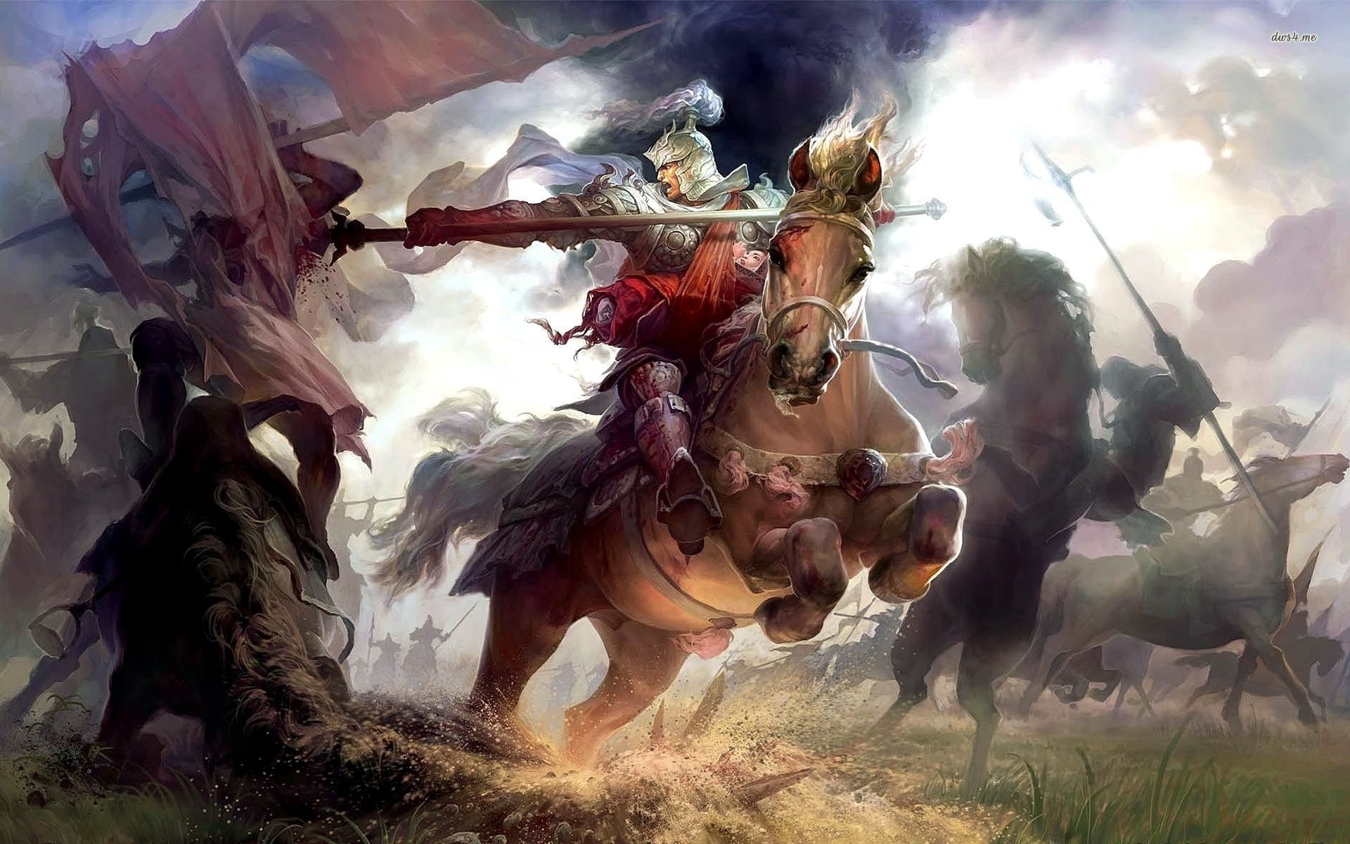rpg, domestic animals, livestock, Chinese, Asian, domestic, sunlight, battle, samurai, sky, Fighting, fantasy, day, nature, outdoors, vertebrate, group of animals, HD Wallpaper