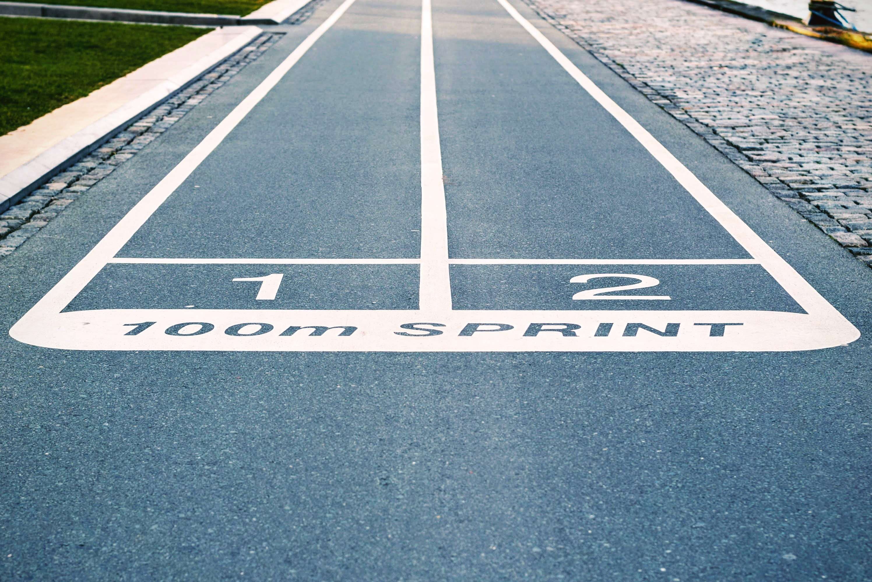 road, sprint, direction, city, start, road marking, 2K, goal, sport, the way forward, transportation, dividing line, high angle view, no people, day, symbol, HD Wallpaper