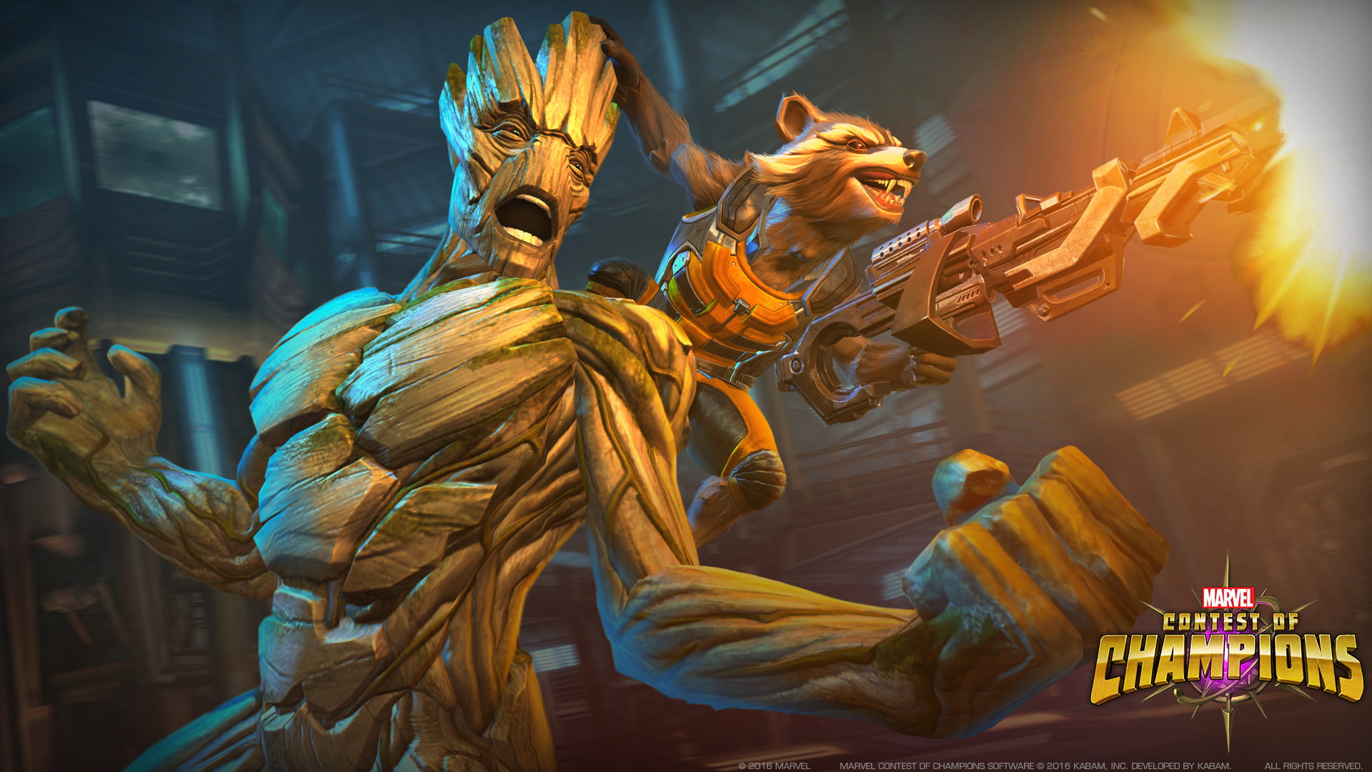 1080P, MARVEL Contest of Champions, Groot, Rocket Raccoon, Video Game, HD Wallpaper