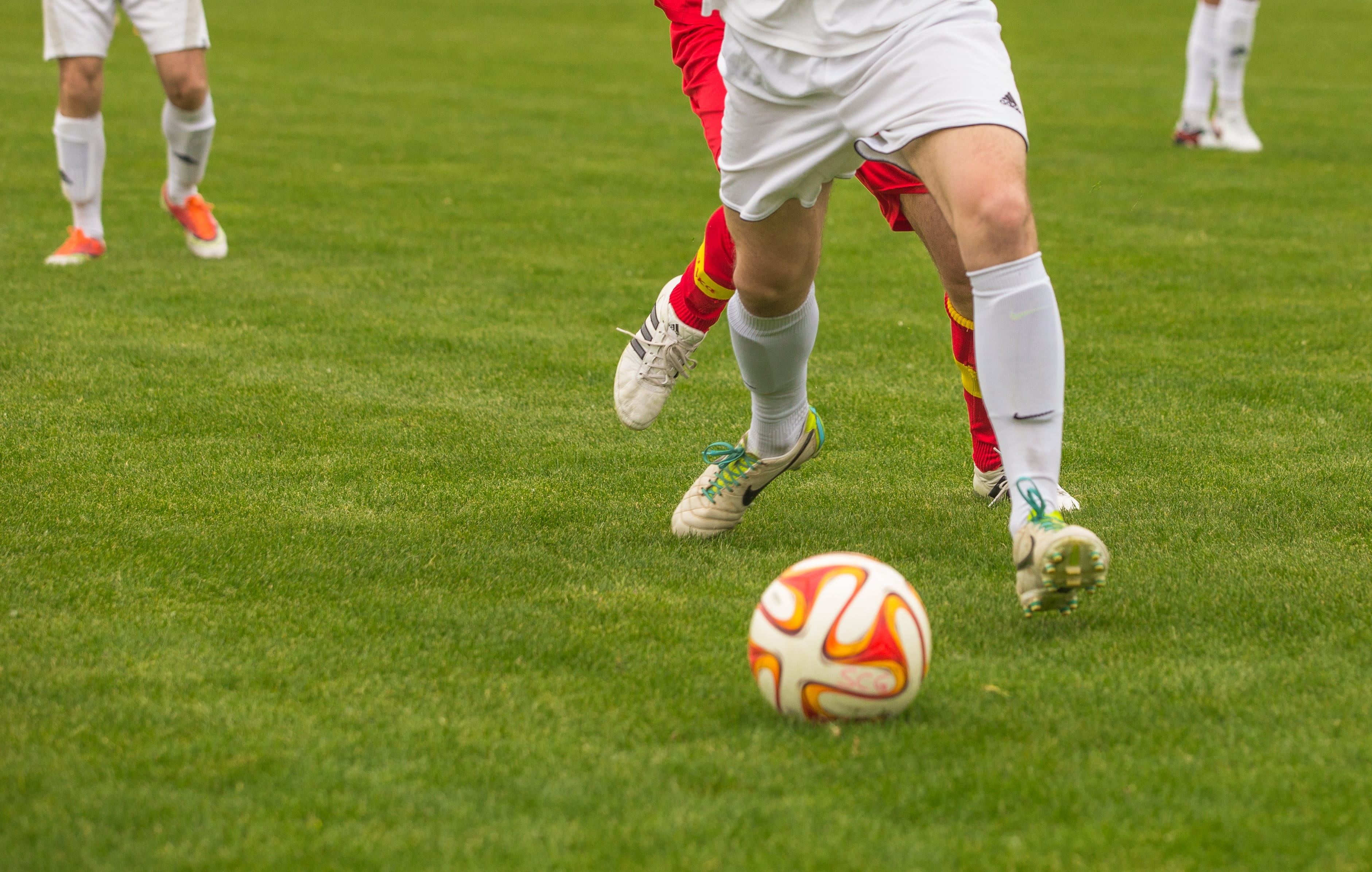 footballs, sports uniform, kicker, dress, grass, clip, low section, football pitch, adidas, competition, footballers, body part, balls, play, athlete, kicking, HD Wallpaper