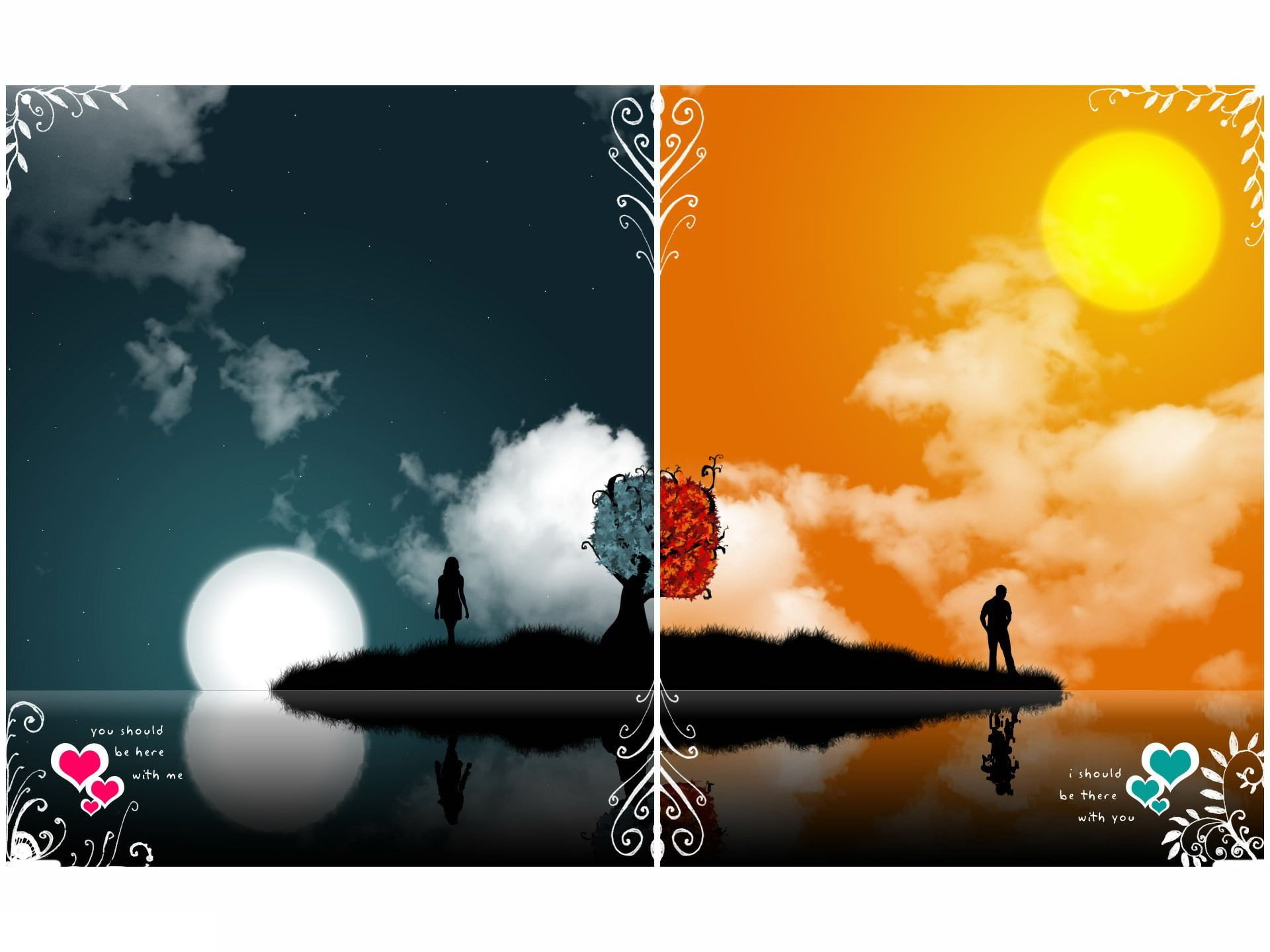 men, day, backgrounds, tree, 1080P, sunset, night, lake, cloud - Sky, landscape, reflection, outdoors, abstract, composite image, no people, urban Scene, HD Wallpaper