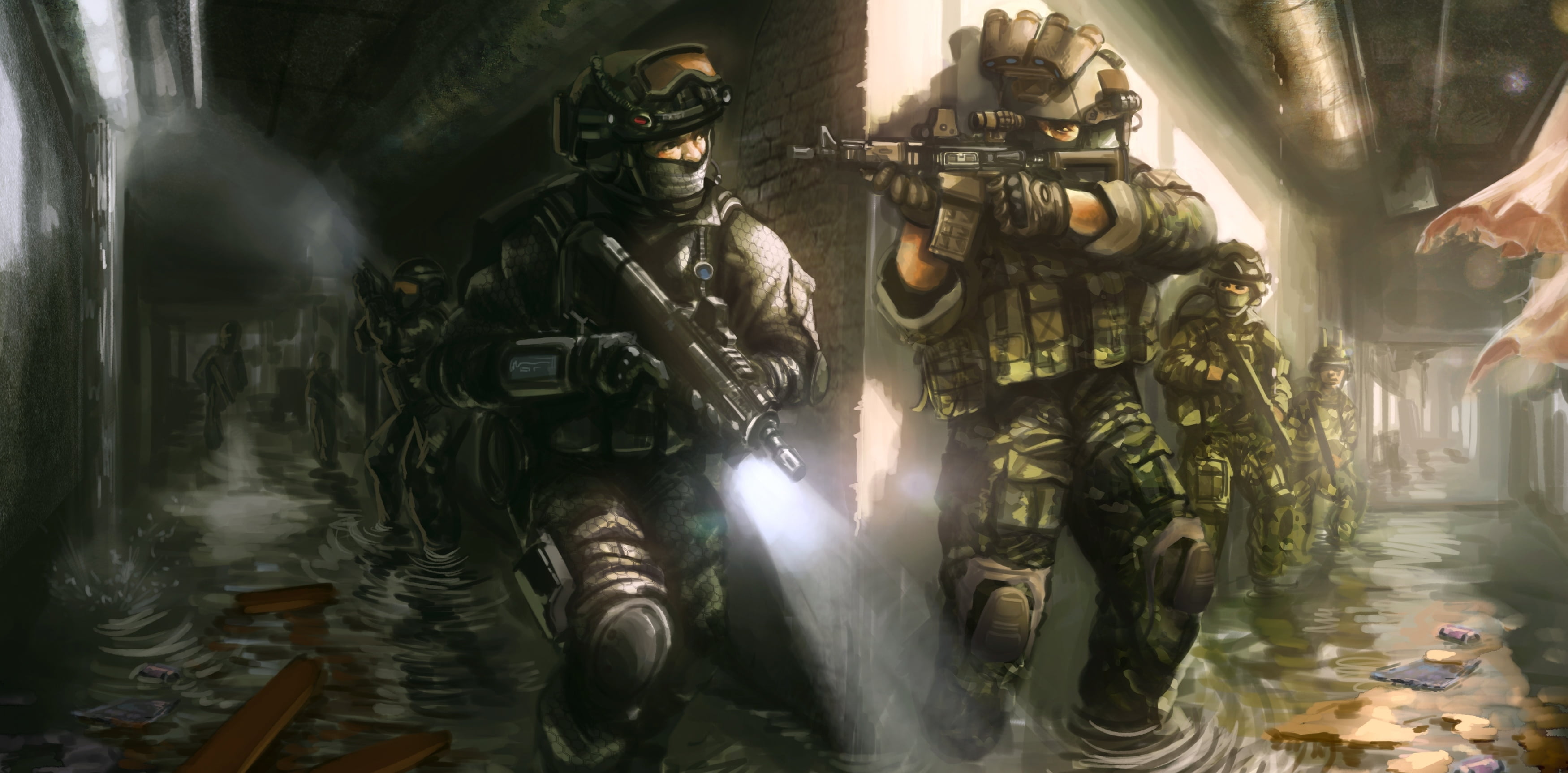 uniform, human representation, military, security, army soldier, people, male likeness, water, helmet, soldiers, the opposition, special forces, day, weapons, HD Wallpaper