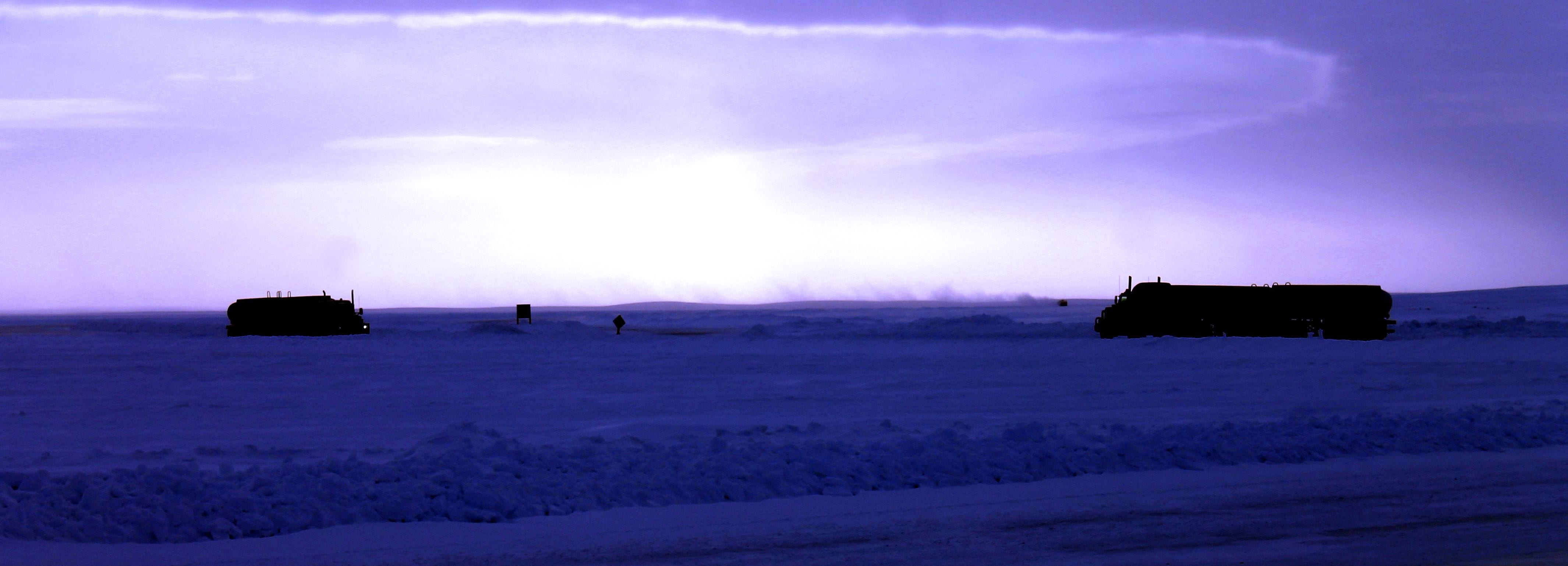 frozen, blue, nature, cold, outdoors, sky, road, non-urban scene, cold temperature, no people, transportation, tranquility, silhouette, landscape, winter, HD Wallpaper