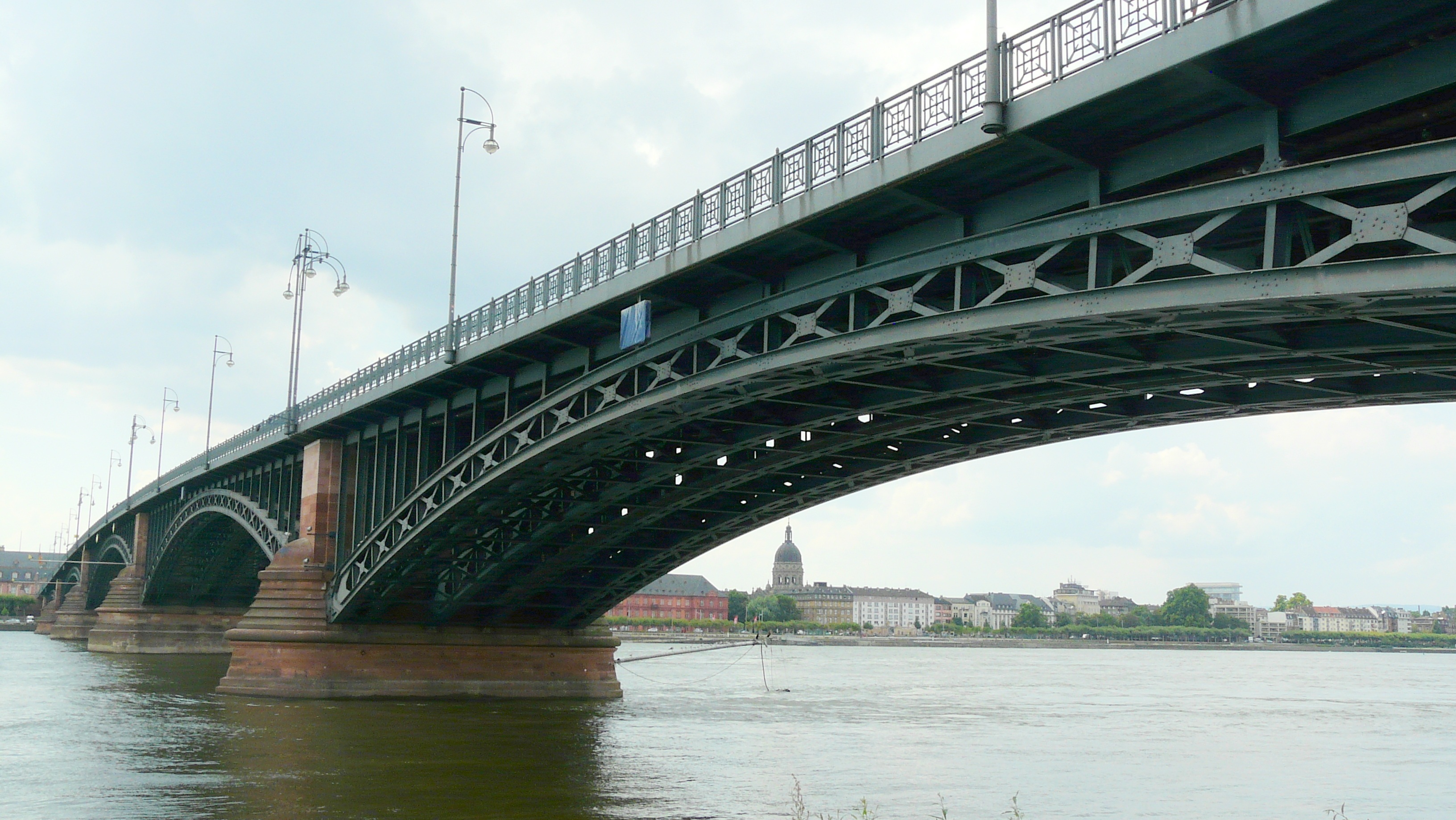 built structure, mainz, building exterior, strive, steel bridge, bridge, outdoors, engineering, metal rods, sky, low angle view, travel destinations, river, HD Wallpaper