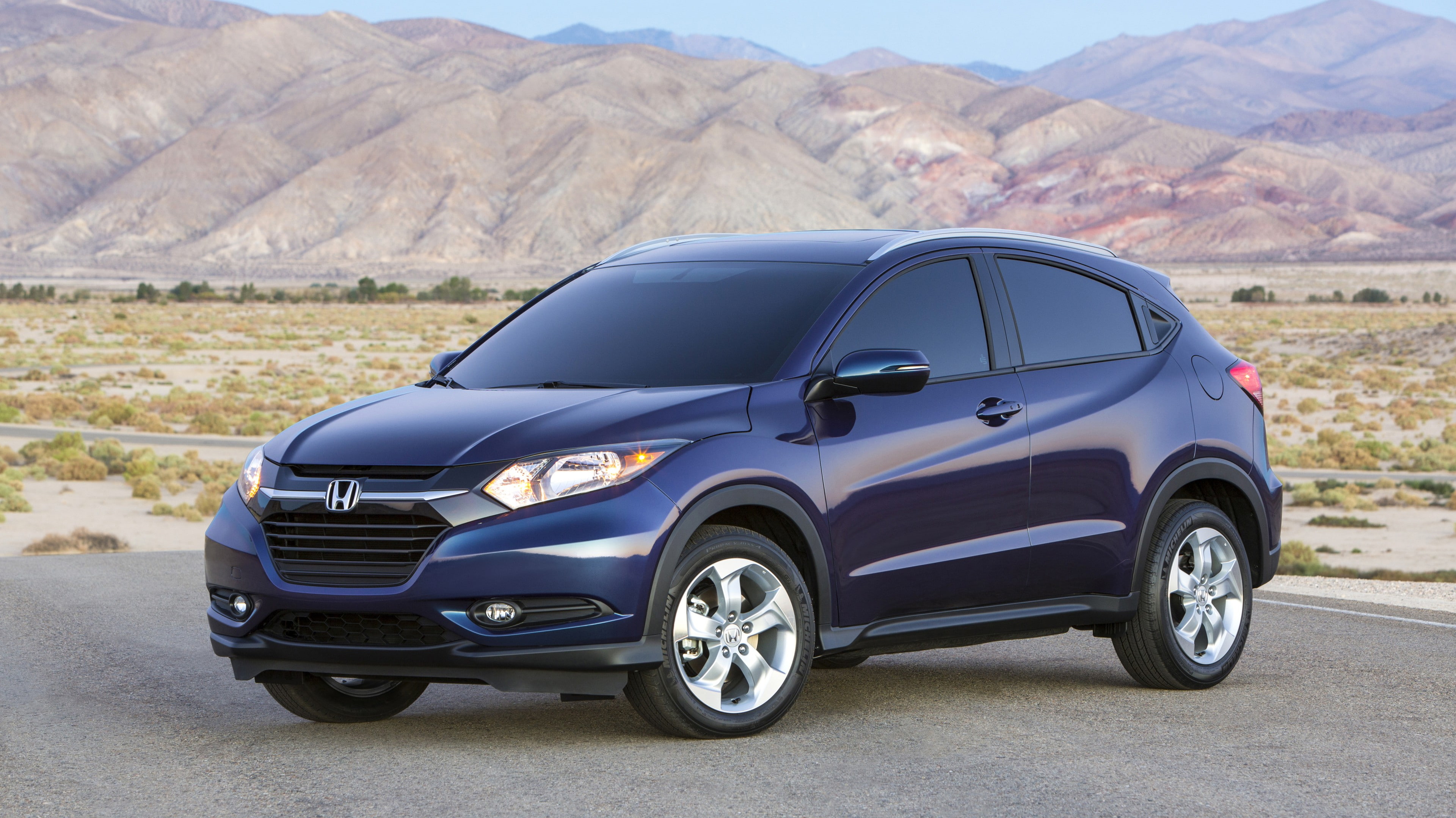 crossover, test drive, hybrid, SUV, side, Honda HR-V, hatchback, ecosafe, Vezel, honda, 4K, door, 2015 cars, review, dark, blue, HD Wallpaper