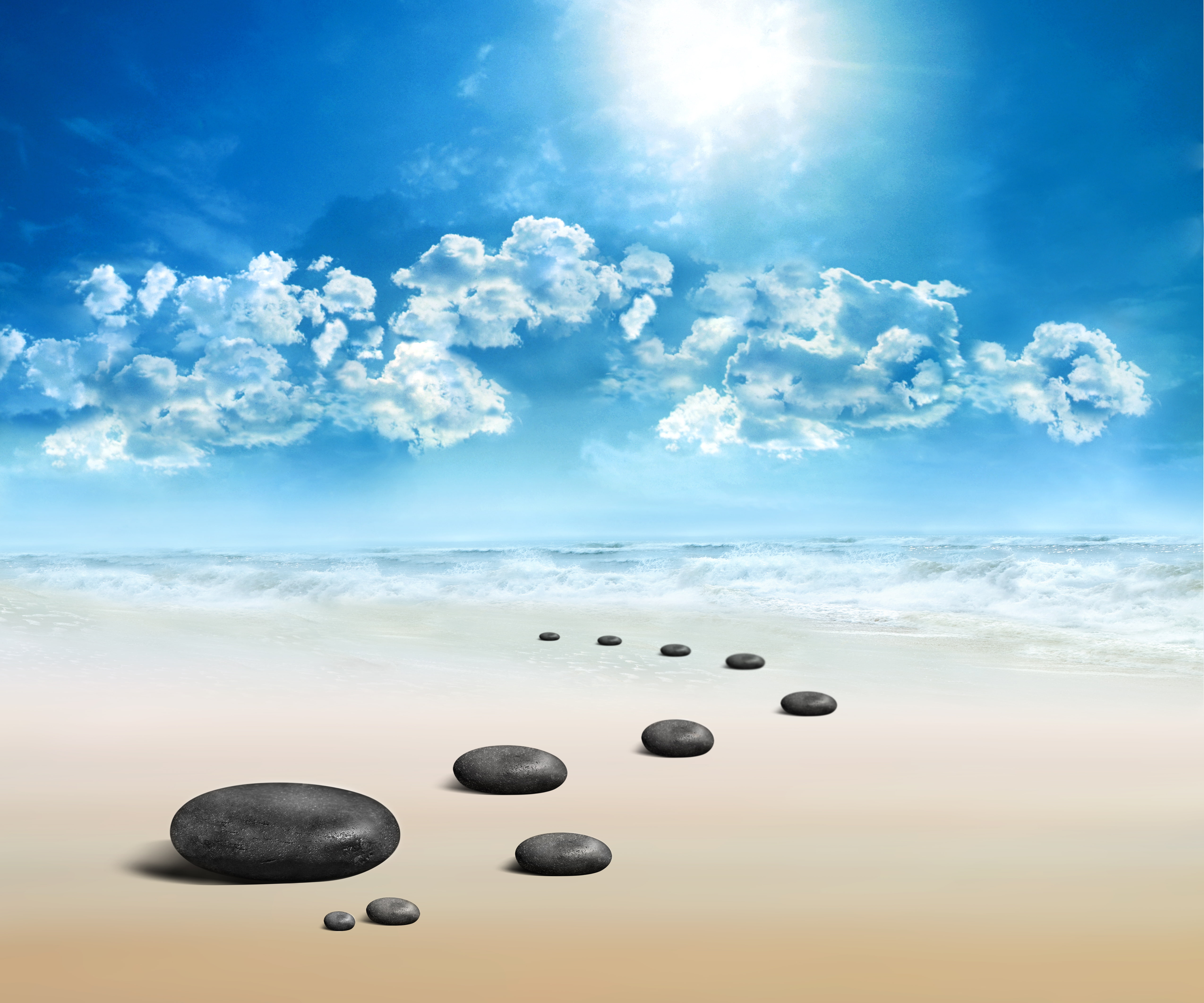 sea, the sky, formation, nature, sky, seashore, no people, scenics - nature, landscape, outdoors, tranquility, large group of objects, Spa, 4K, black, HD Wallpaper