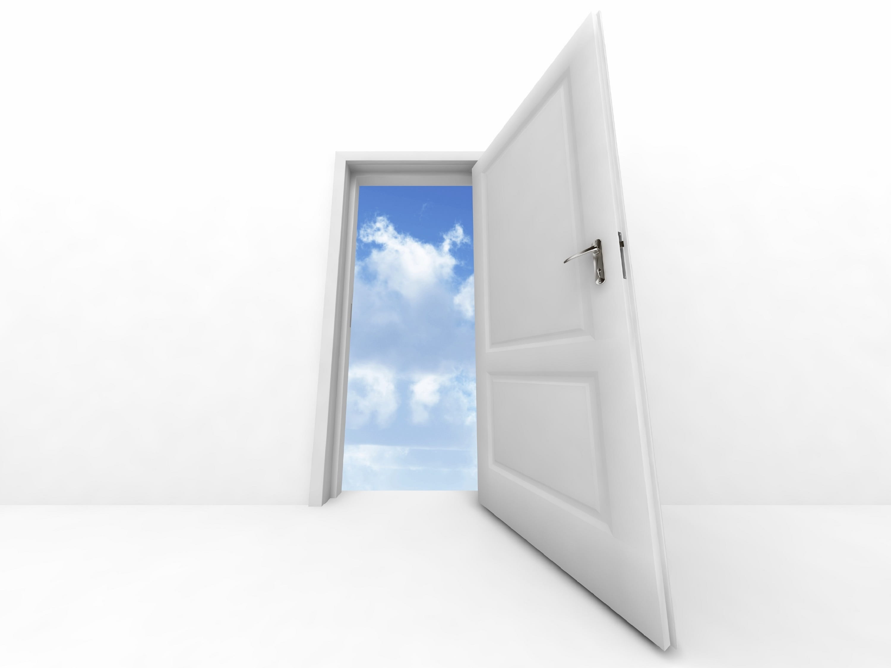 outdoors, copy space, beginnings, anticipation, 2K, nature, opportunity, purity, no people, change, metaphor, door, sky, wall - building feature, exit, HD Wallpaper