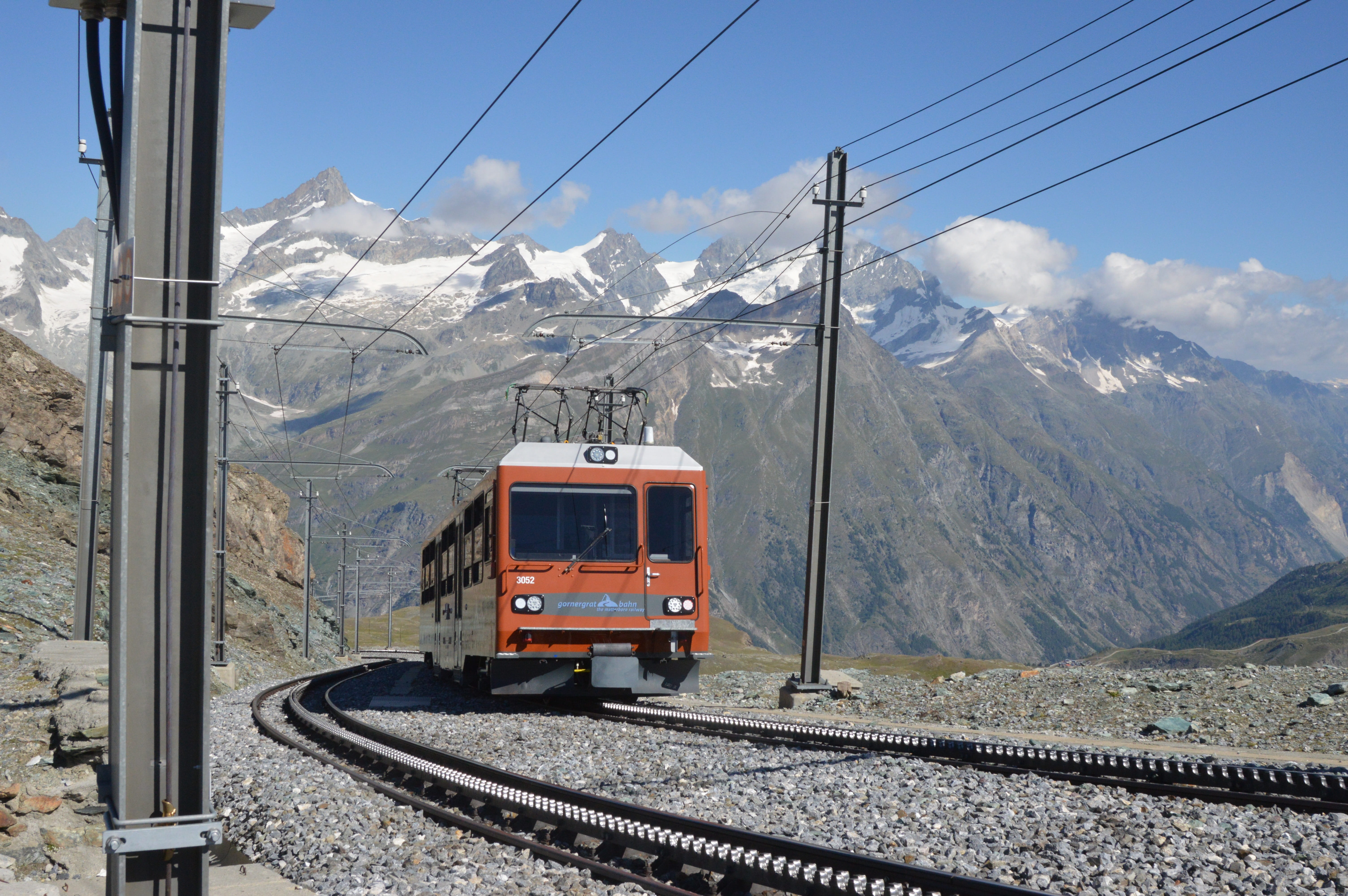 rail transportation, rack and pinion, travel, winter, engineering, electricity, snowcapped mountain, day, switzerland, no people, 5K, mountain range, mode of transportation, HD Wallpaper
