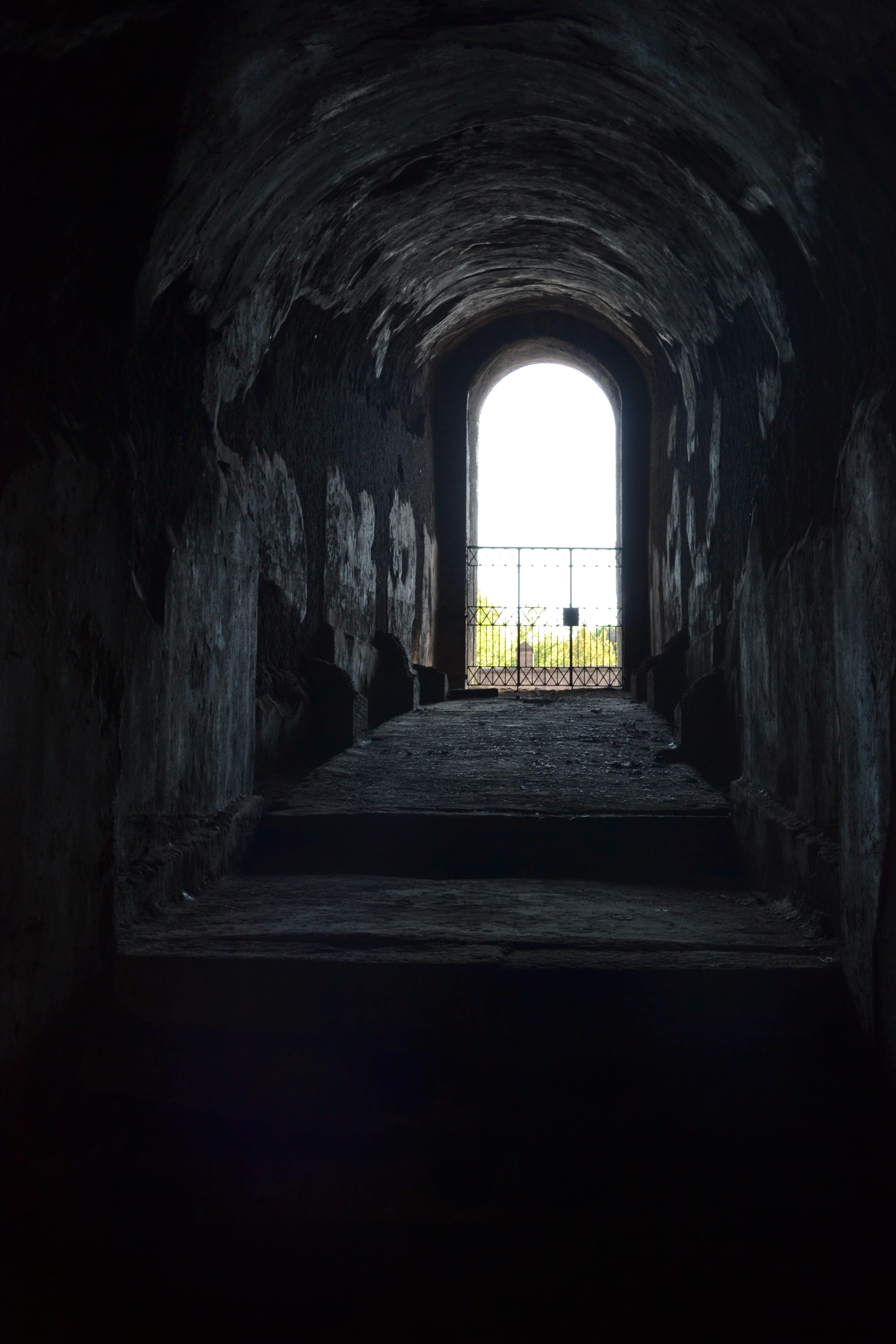 worrying, arched, old door, window, stone wall, direction, old, history, no people, empty, building, tunnel, solid, architecture, built structure, light, Phone HD Wallpaper