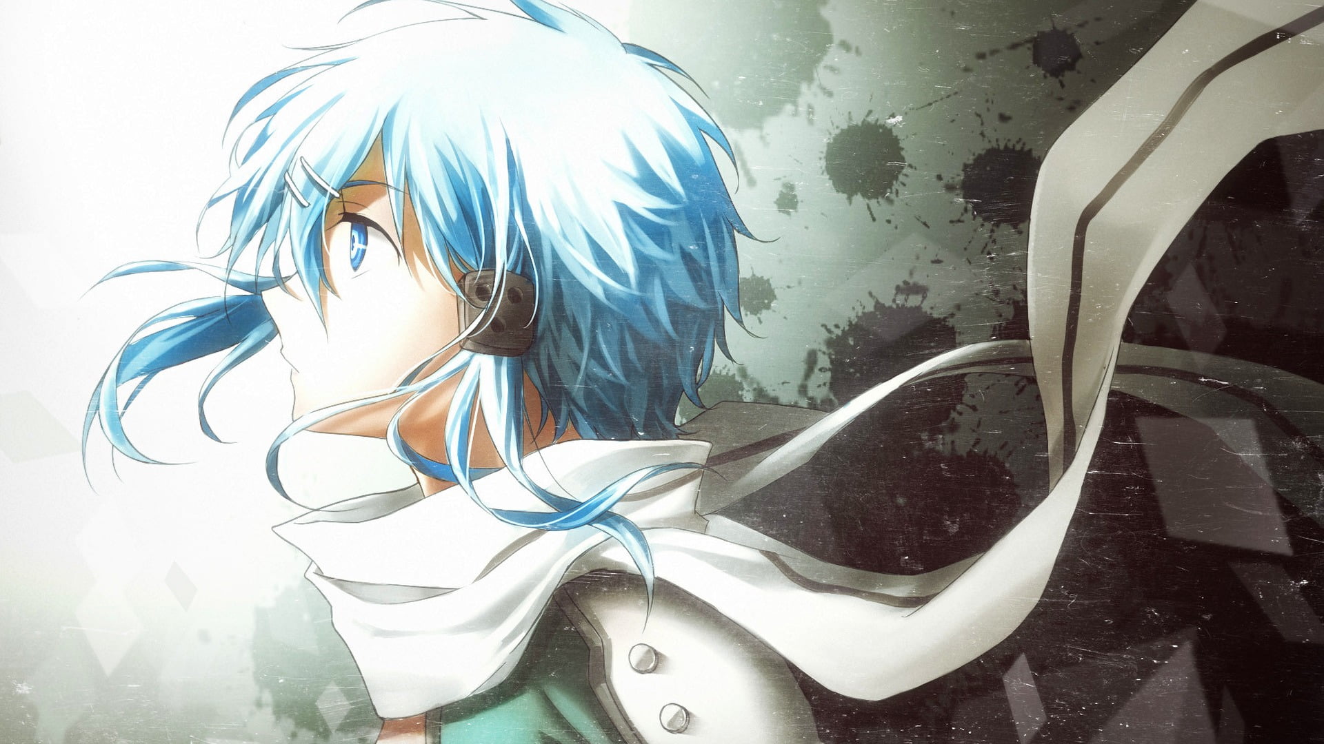 blue, shoe, lifestyles, hair, 1080P, Asada Shino, ceramic, white, indoors, nature, still life, Sword Art Online, vase, motion, no people, manga, electricity, HD Wallpaper