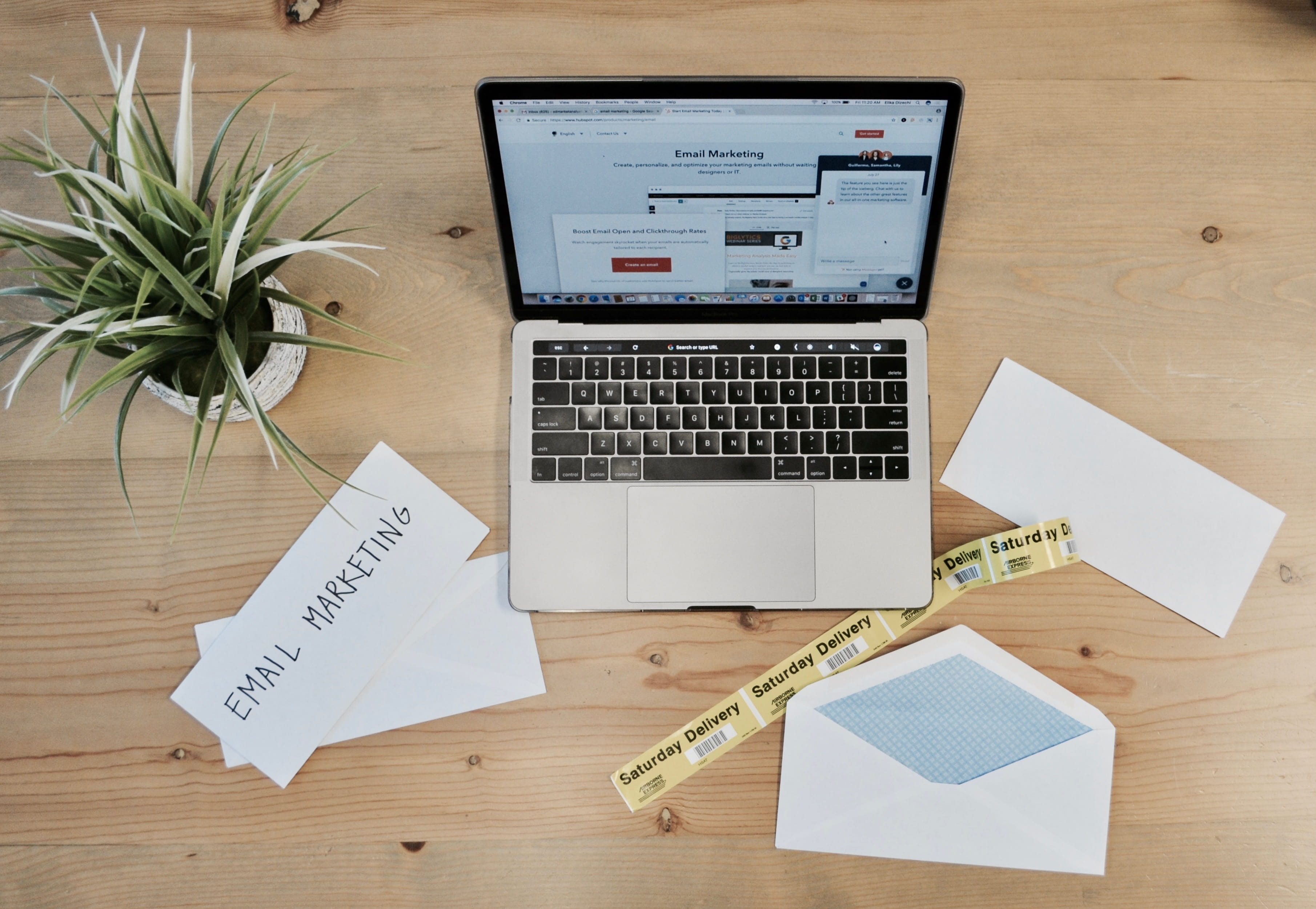 email, creativity, indoors, text, computer, emailcampaign, digital, table, office, laptop, still life, pen, tape measure, western script, no people, marketingautomation, HD Wallpaper