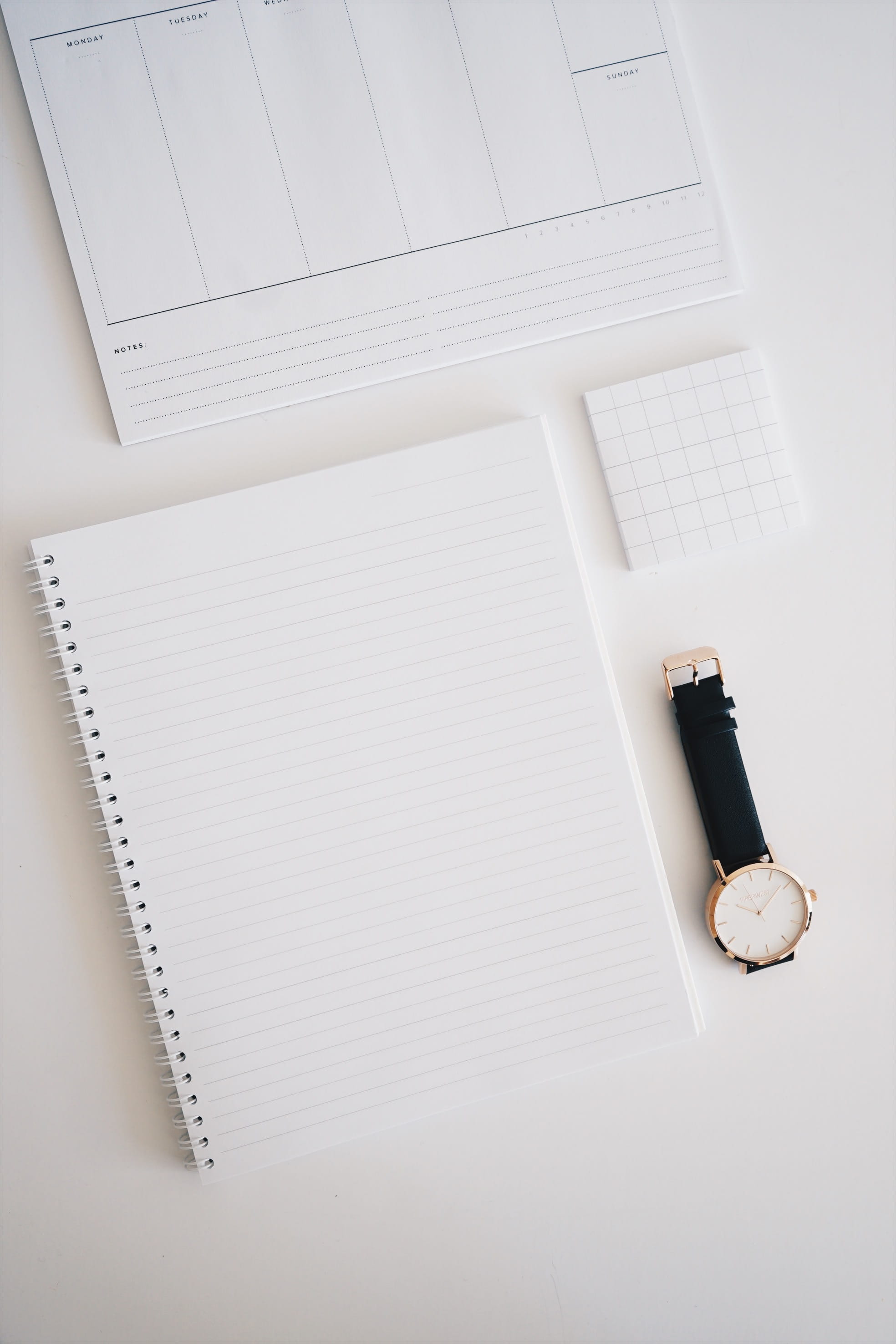 blank, white, high angle view, time, wristwatch, pen, white background, clean, organise, business, white color, notepad, clock, organization, leather, workspace, Phone HD Wallpaper