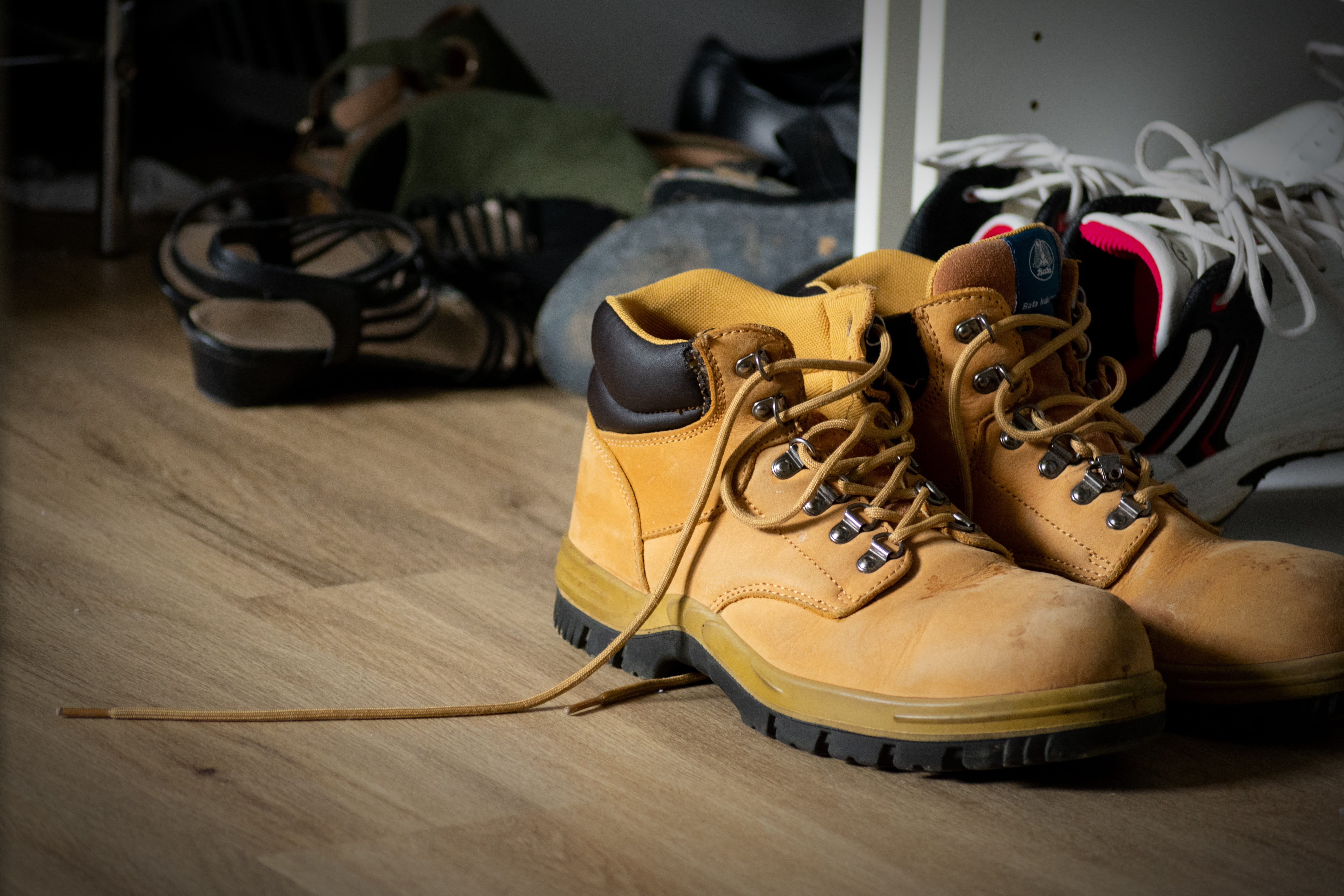 still life, 5K, wood, organised, yellow, fashion, pair, personal accessory, home interior, relax, hardwood floor, no people, leather, home, shoes, indoors, HD Wallpaper