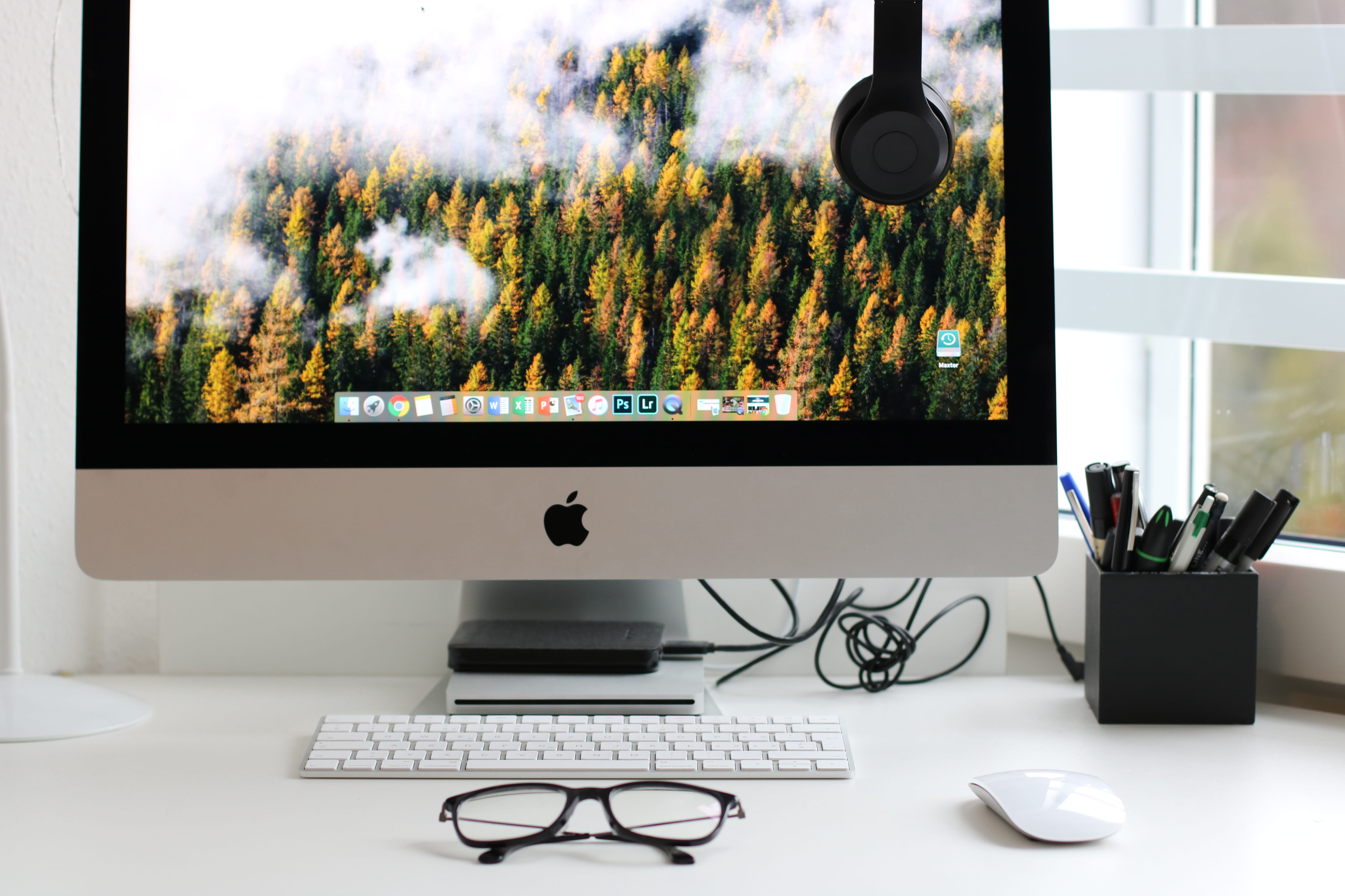 office supplies, indoors, technology, plant, monitor, computer monitor, organised, electronics, furniture, home office, silver, homeoffice, laptop, room, HD Wallpaper