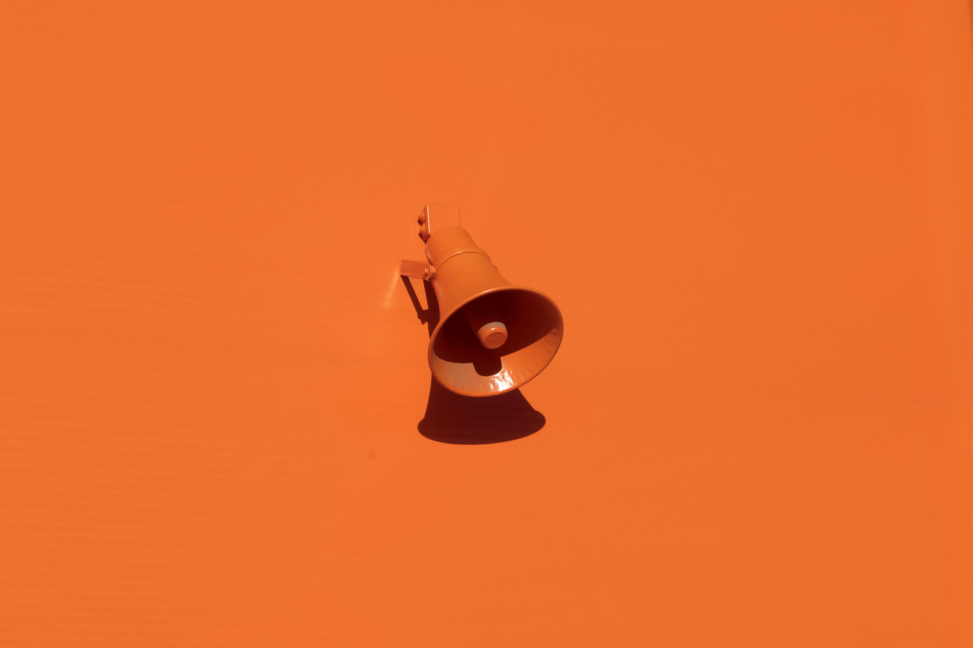 musical instrument, sunset, indoors, orange wall, speaker, hanging, red, backgrounds, arts culture and entertainment, copy space, colored background, single object, HD Wallpaper