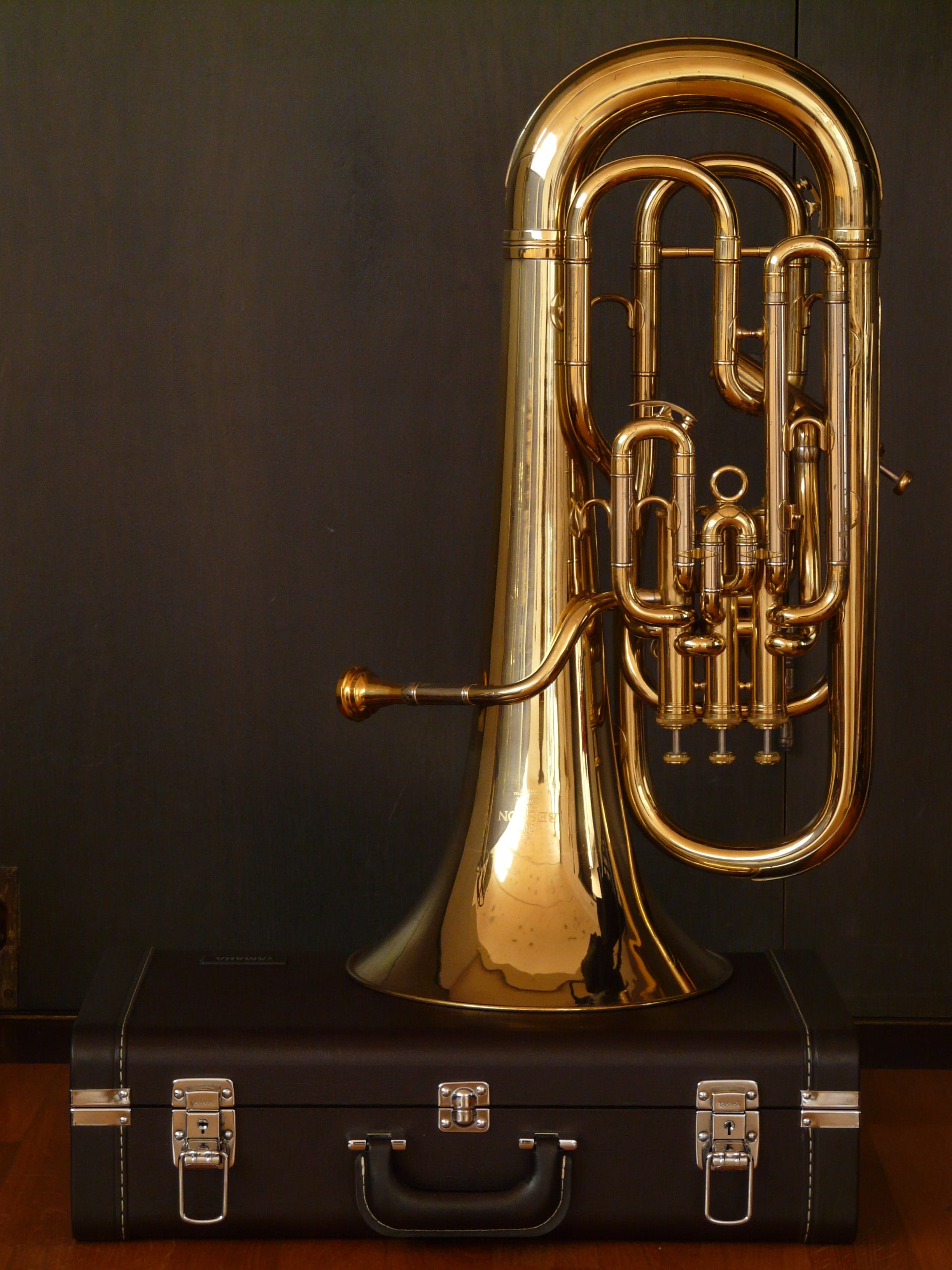 chapel, indoors, shiny, instrument, megaphone, instrument case, gold, mouthpiece, no people, arts culture and entertainment, still life, jazz music, tuba, Phone HD Wallpaper