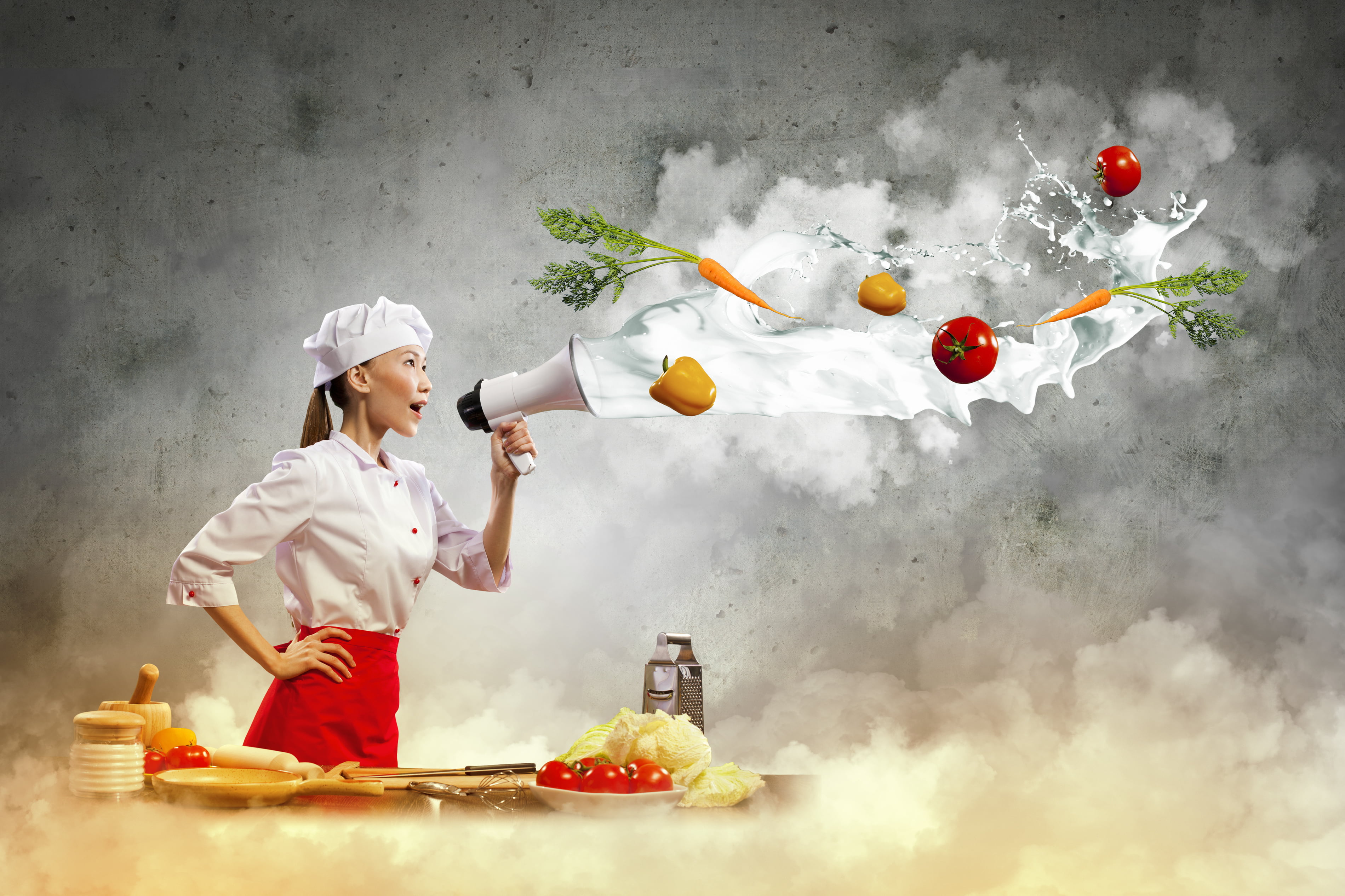 vegetables, food And Drink, one Person, domestic Kitchen, vegetable, side view, females, indoors, table, young Adult, 2K, women, kitchen, tomato, apron, HD Wallpaper