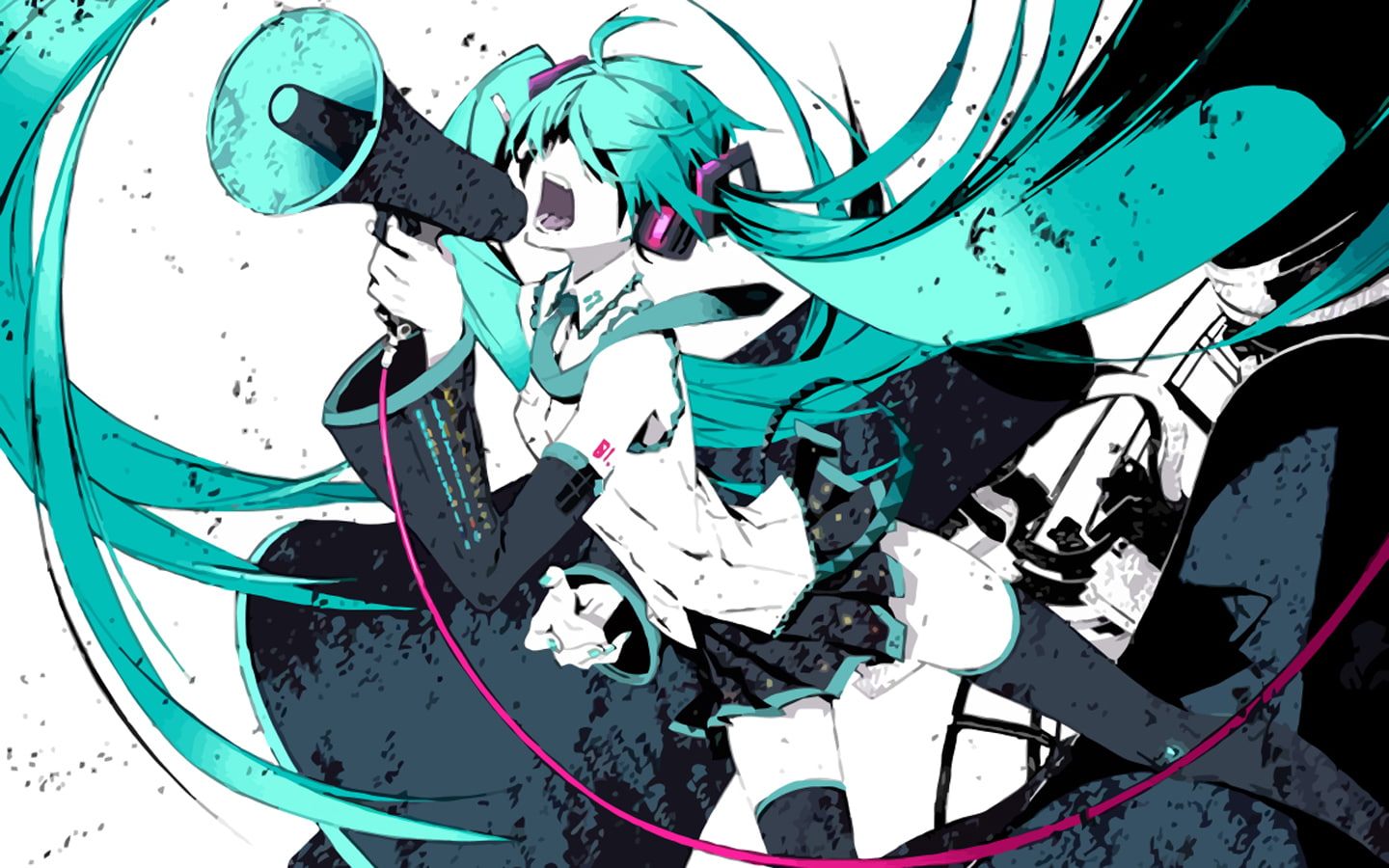 war, sleeves, love, detached, vocaloid, megaphones, hatsune, 720P, miku, twintails, HD Wallpaper