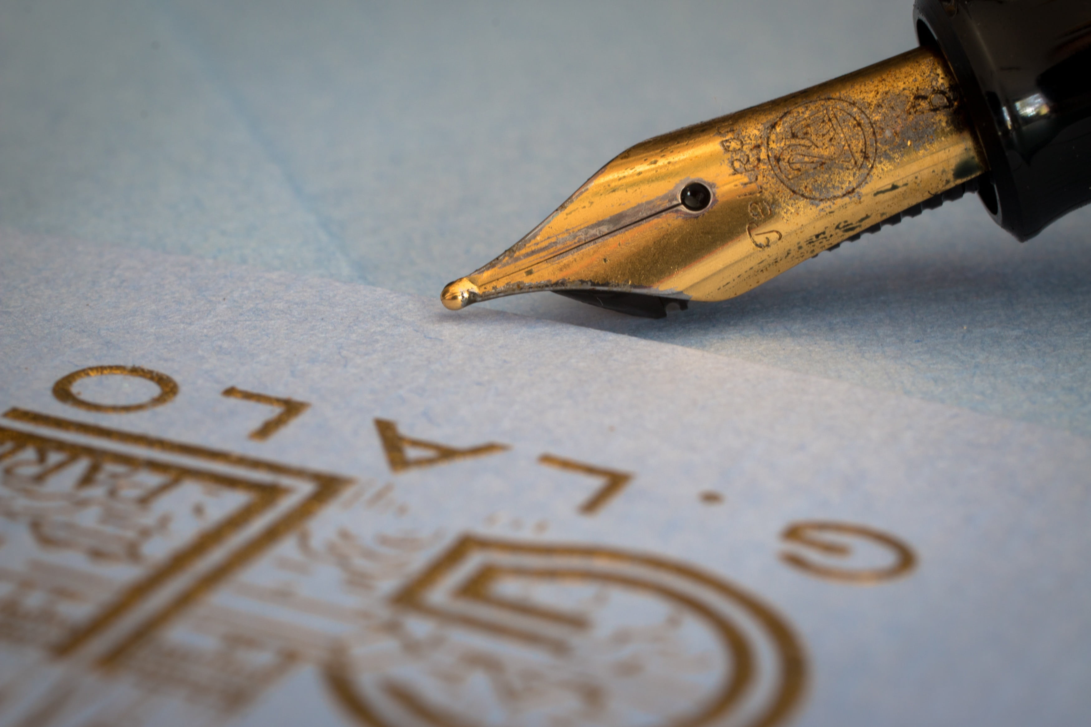 book, 2K, gold colored, letters, text, writing instrument, high angle view, art and craft, leave, nostalgic, black, fountain, fountain pen, handwritten, HD Wallpaper