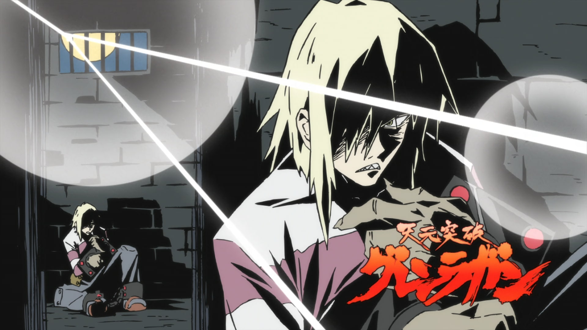 1080P, Viral, anime boys, anime, screen shot, Tengen Toppa Gurren Lagann, Moon, HD Wallpaper
