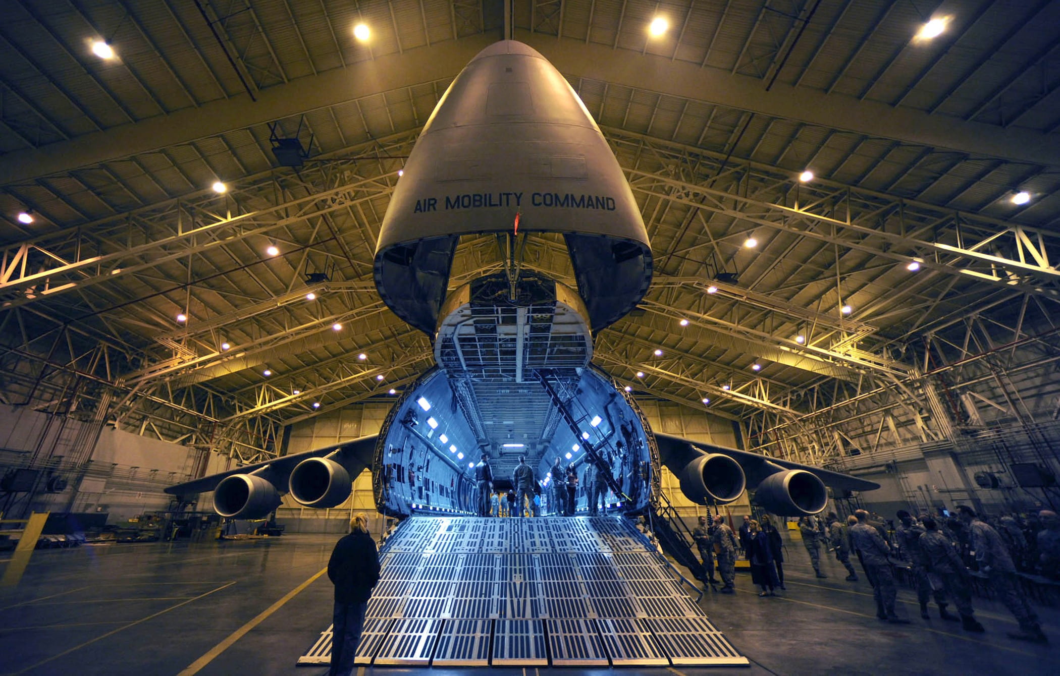 illuminated, military, plane, airport, group of people, metal, incidental people, air force, lights, travel, transportation, aircraft, built structure, HD Wallpaper
