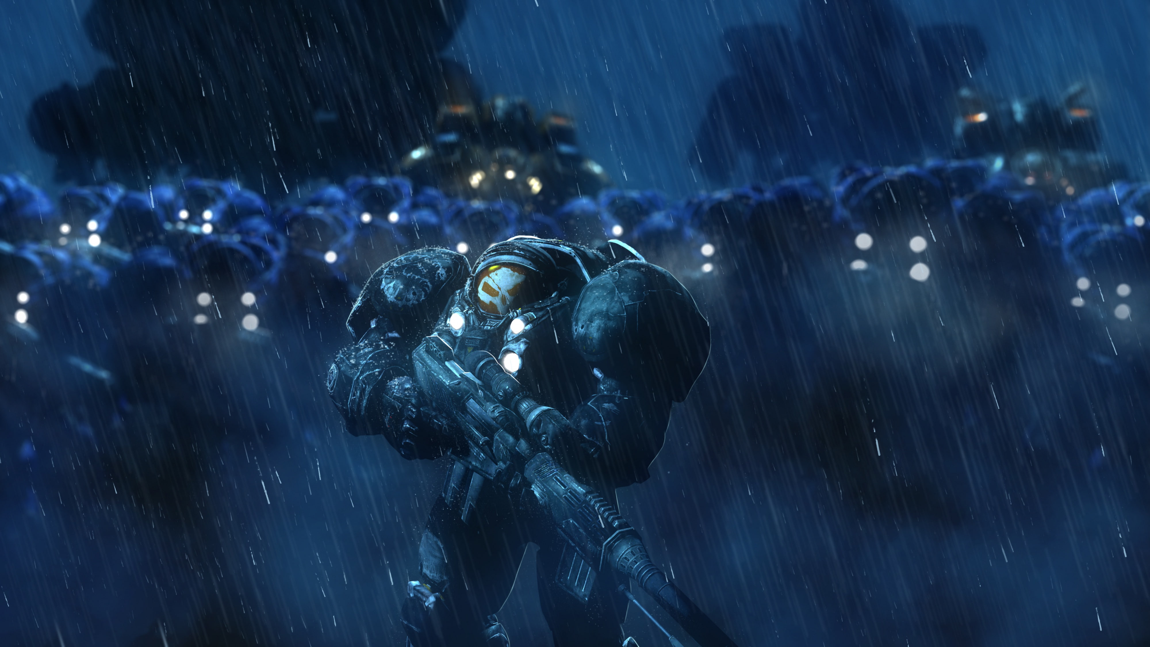 Warrior, 4K, Weapon, Jim Raynor, Starcraft, Rain, HD Wallpaper