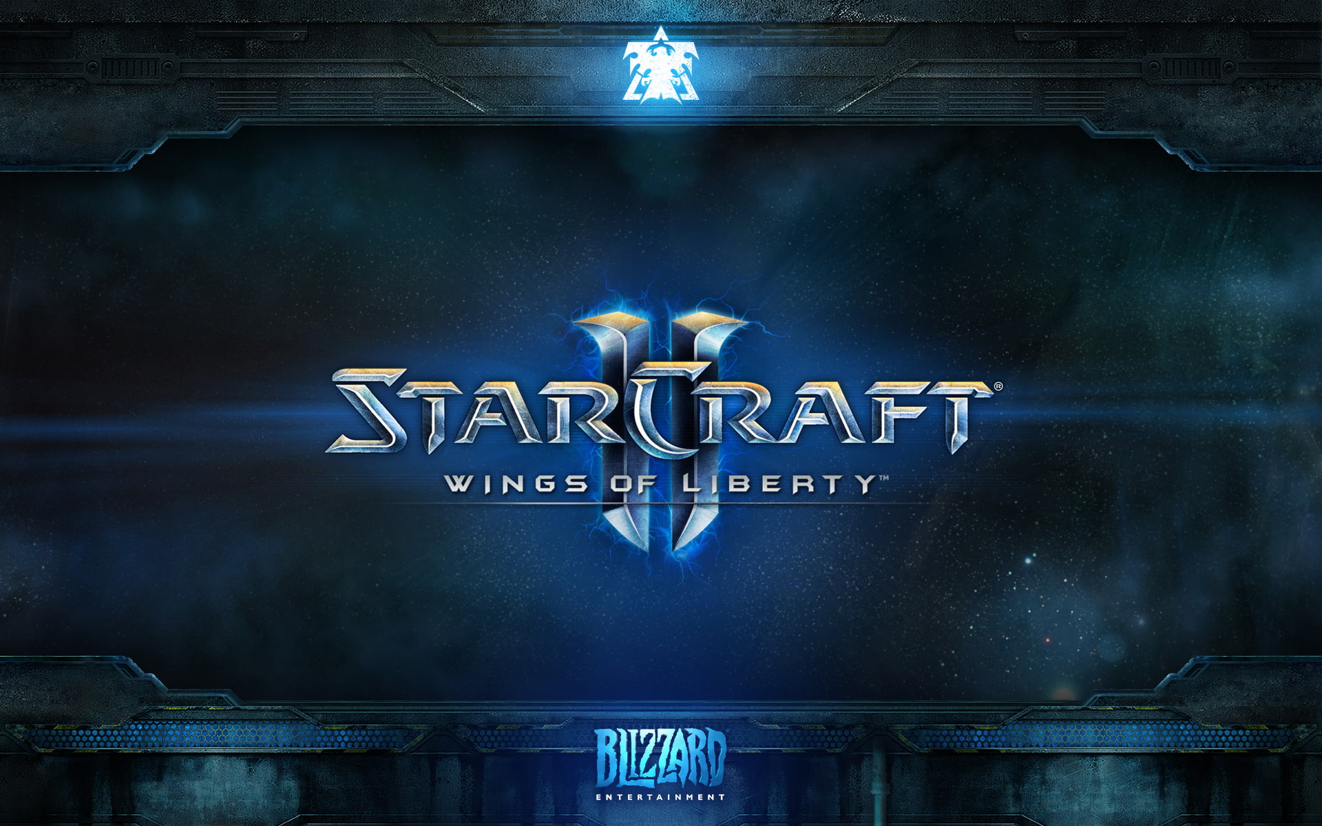 ceiling, western script, directional sign, representation, Blizzard, 1080P, starcraft, communication, text, neon, wings, illuminated, StarCraft 2, indoors, HD Wallpaper