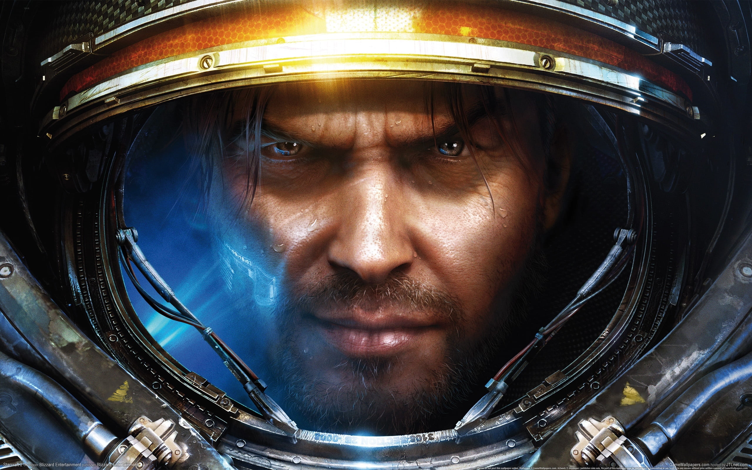 young Adult, Blizzard, StarCraft 2, work Helmet, caucasian Ethnicity, front view, 2K, gray, close-up, costume, men, headshot, Wings of Liberty, s, facial hair, HD Wallpaper