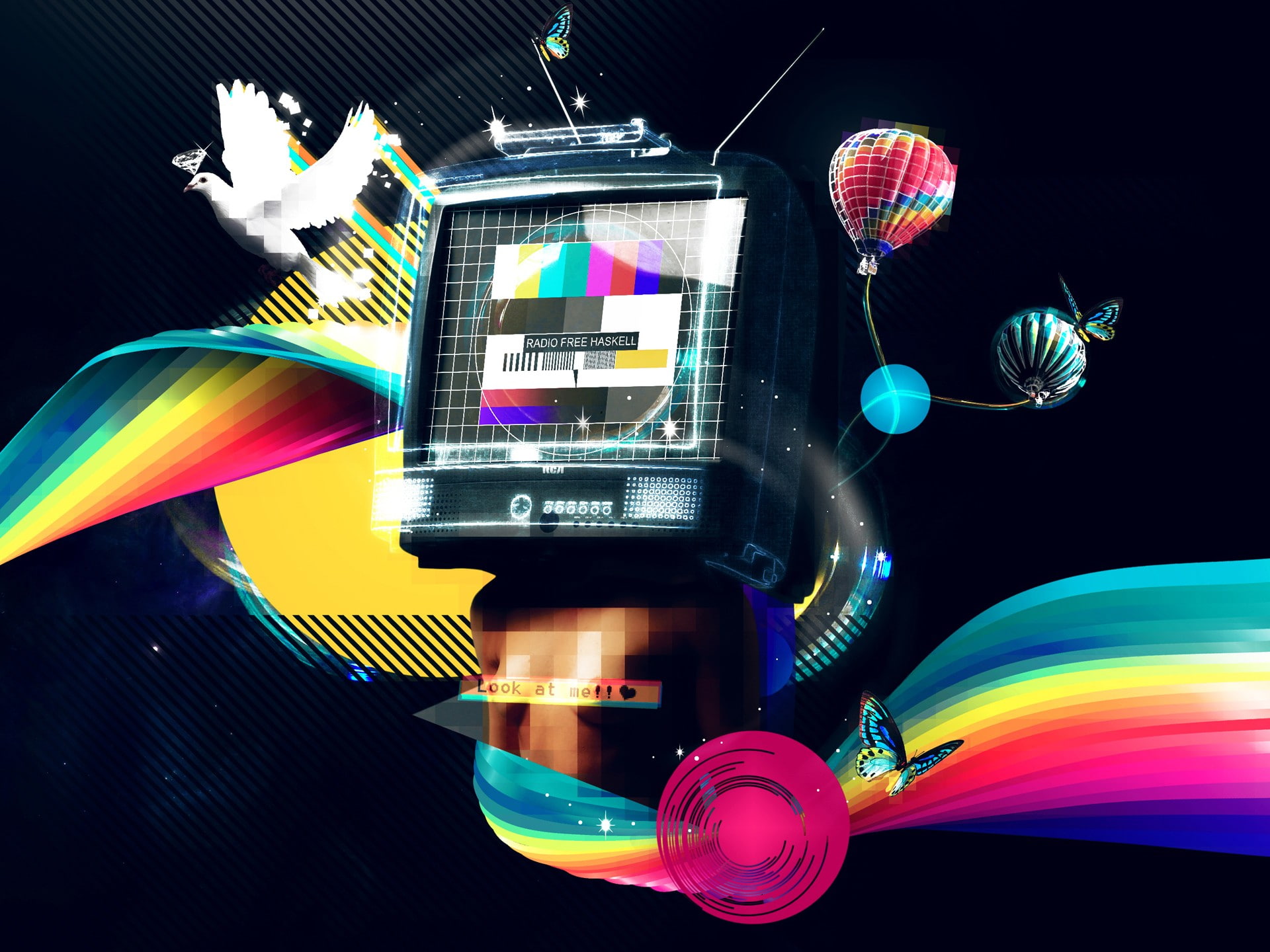 communication, arts culture and entertainment, 1080P, Colorful, connection, technology, creativity, business, futuristic, screen, black background, blurred motion, HD Wallpaper