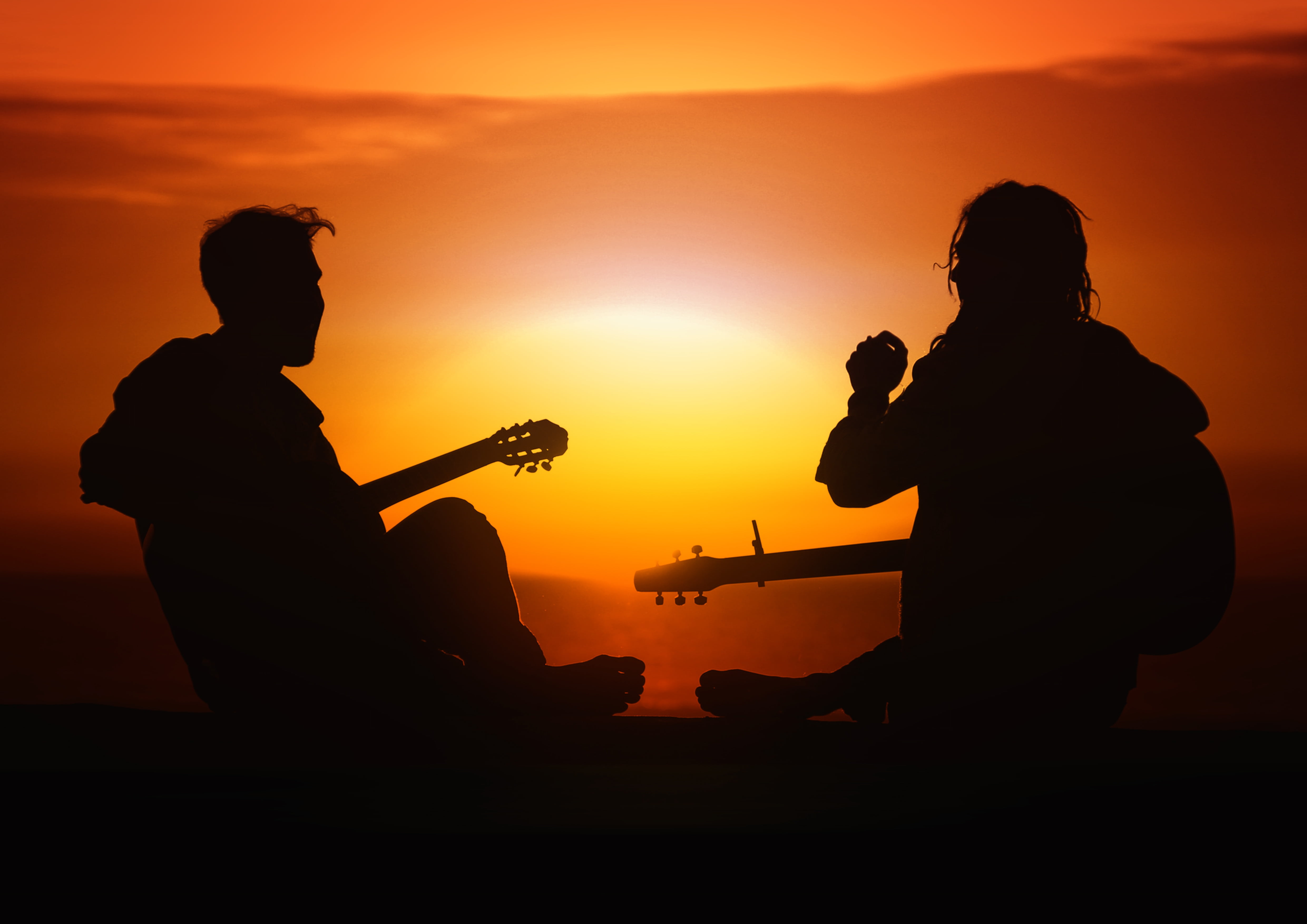 joy, human, couple - relationship, string instrument, men, two people, lust for life, orange color, people, musical Instrument, merry mood, jocosity, adult, HD Wallpaper
