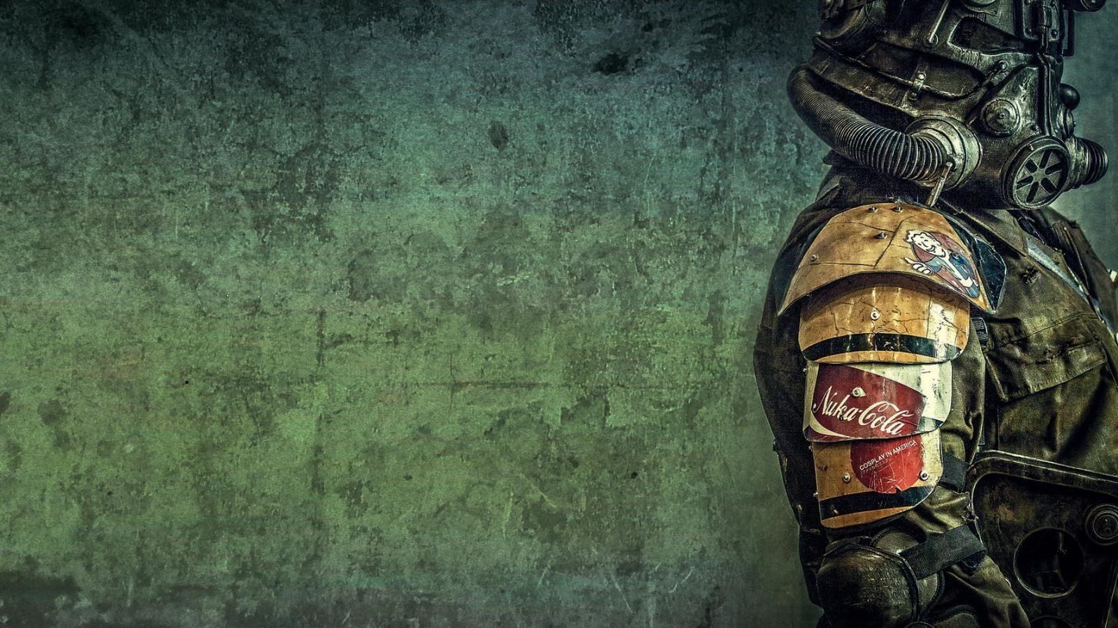 mask, textured, wall - building feature, water, mode of transportation, digital, Nuka Cola, outdoors, Brotherhood of Steel, person, metal, close-up, HD Wallpaper