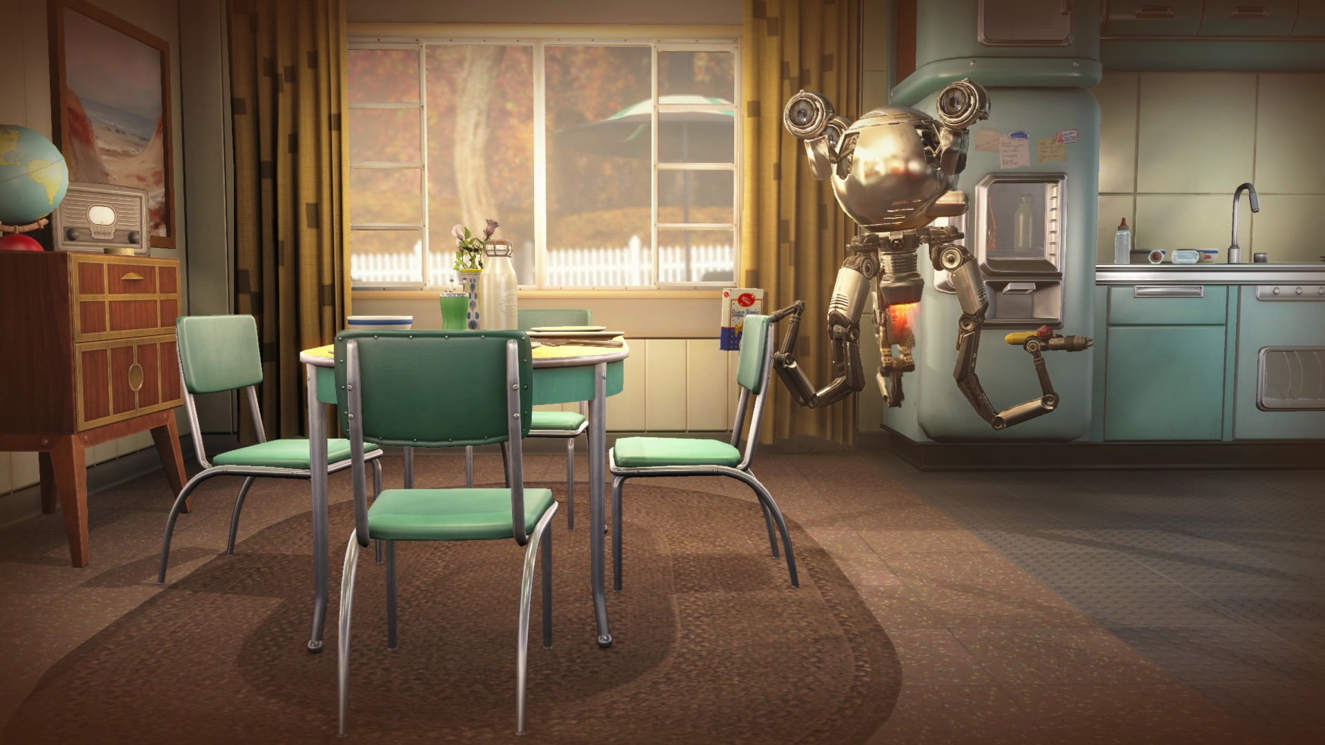 indoors, brown, Fallout 4, retro styled, flooring, business, green, absence, Fallout, technology, 1080P, lifestyles, domestic room, seat, home interior, HD Wallpaper