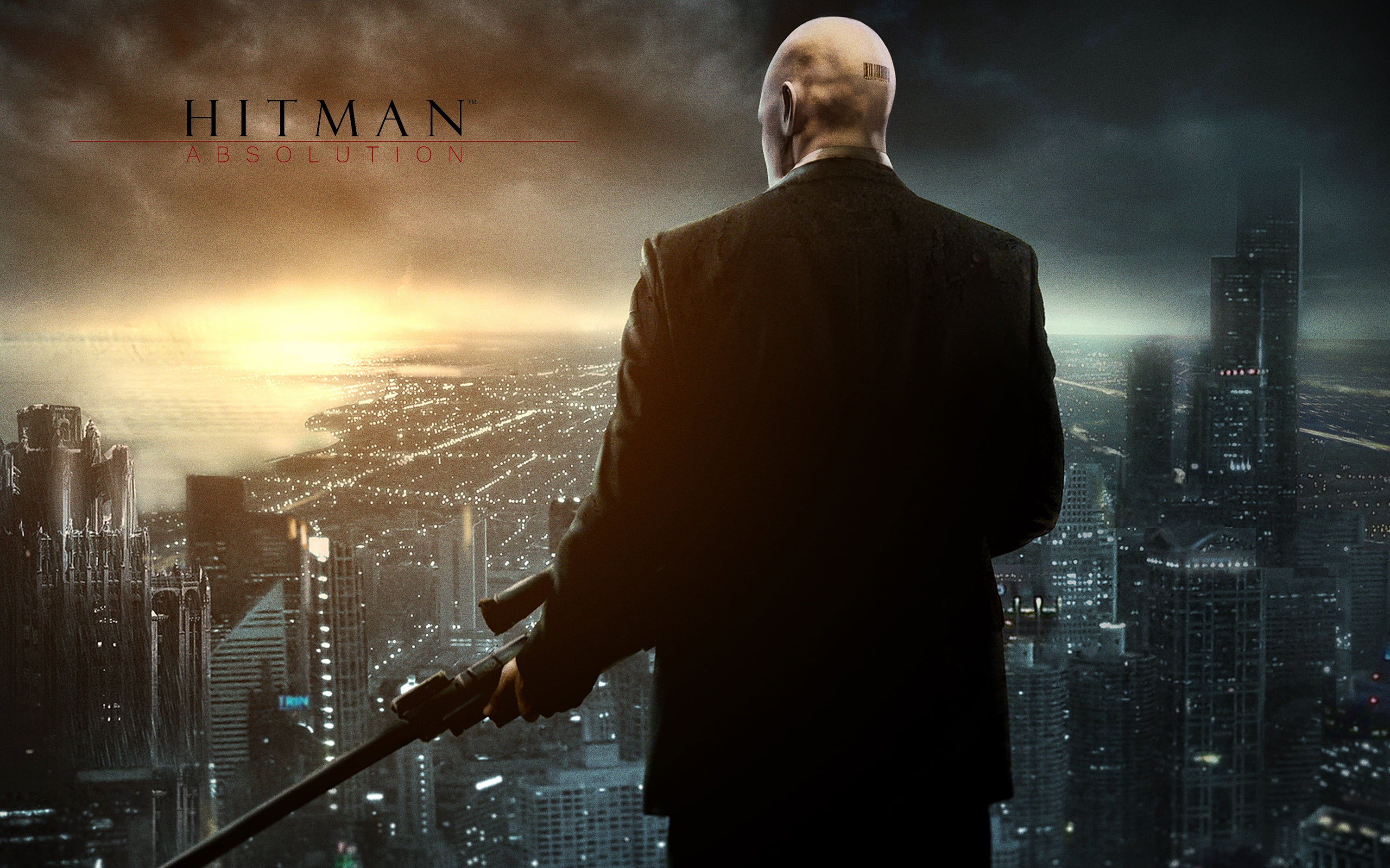 men, skyscraper, males, 2014, suit, night, 2K, water, city, businessman, game, sky, building, hitman vi, caucasian Ethnicity, communication, premiere, HD Wallpaper